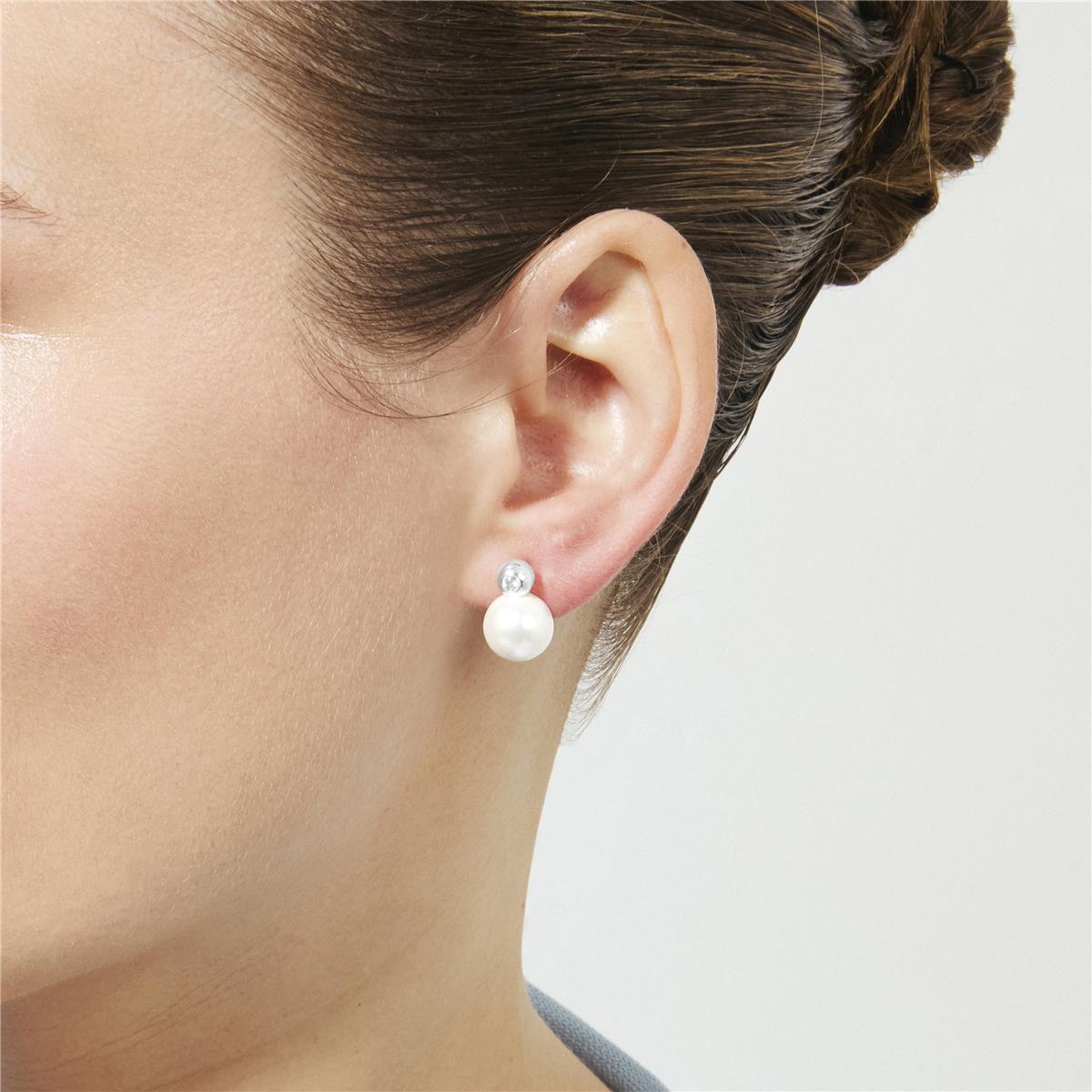 Pendientes de Perla Blanca Acabado En Plata - Raver