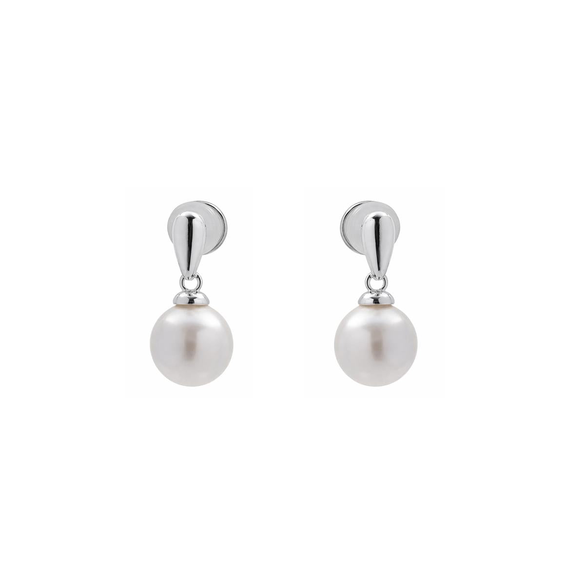 Pendientes de Perla Blanca Acabado En Plata - Mobe