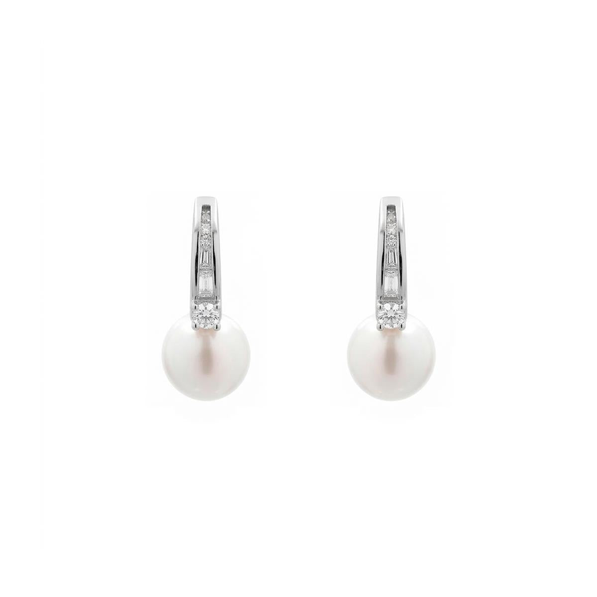 Boucles d'oreilles en nacre blanche finition argent - Tyasmi