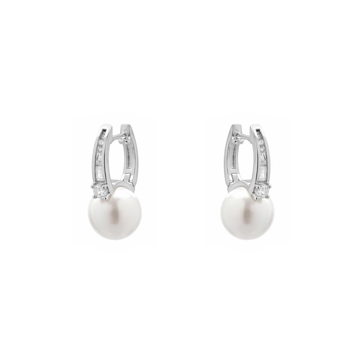 Boucles d'oreilles en nacre blanche finition argent - Tyasmi
