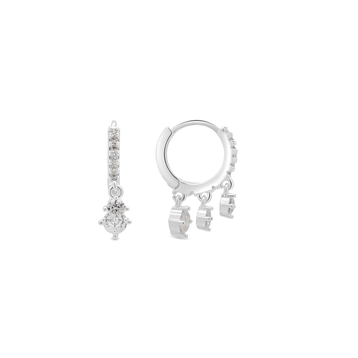 Brilliant Zirconia Earrings with Silver Finish - Russa