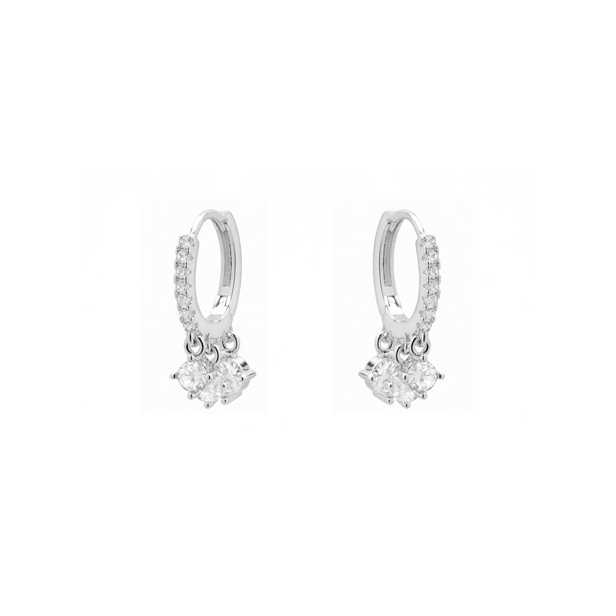 Brilliant Zirconia Earrings with Silver Finish - Russa