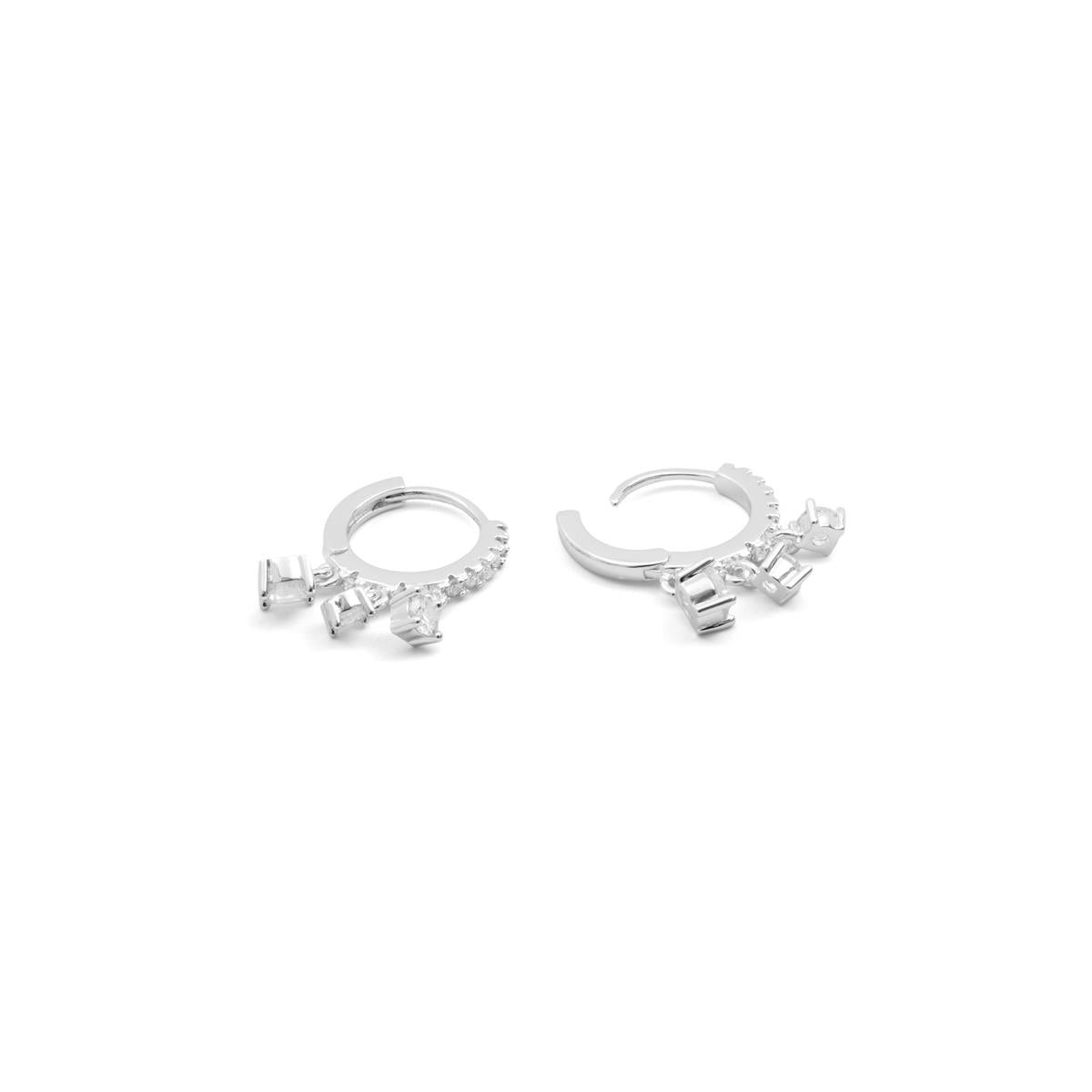 Brilliant Zirconia Earrings with Silver Finish - Russa
