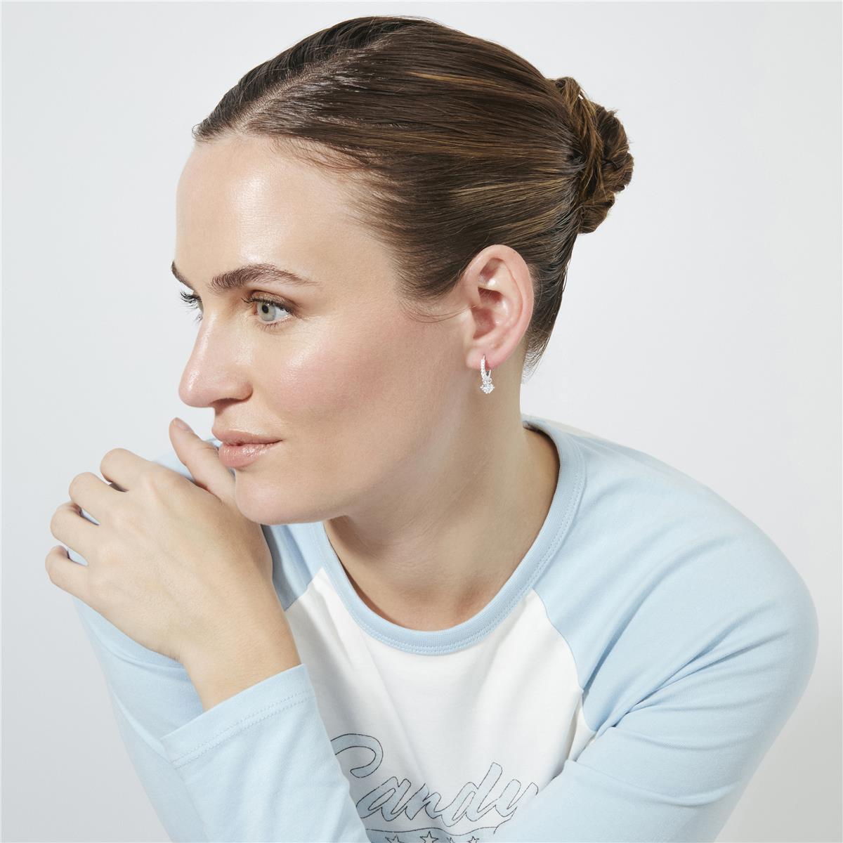 Brilliant Zirconia Earrings with Silver Finish - Russa