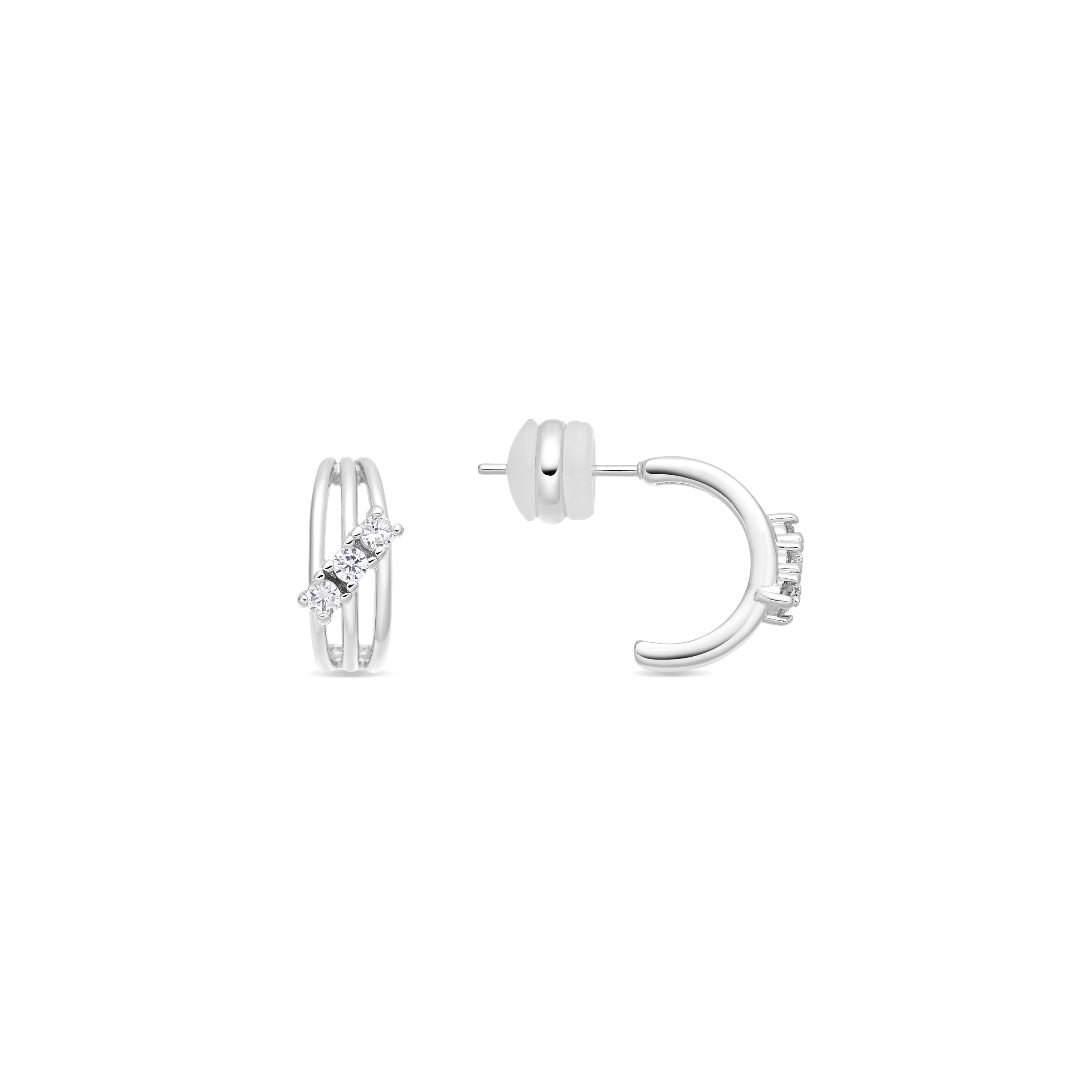 Boucles d'oreilles en zircon brillant finition argent - Folex