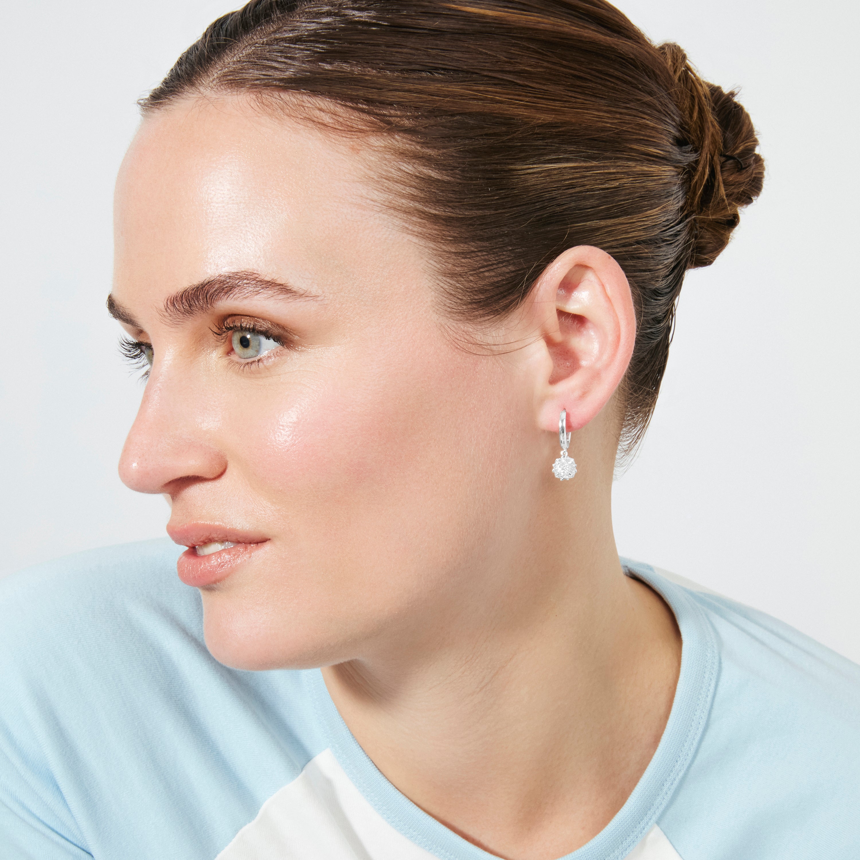 Boucles d'oreilles en zircon brillant finition argent - Imruq