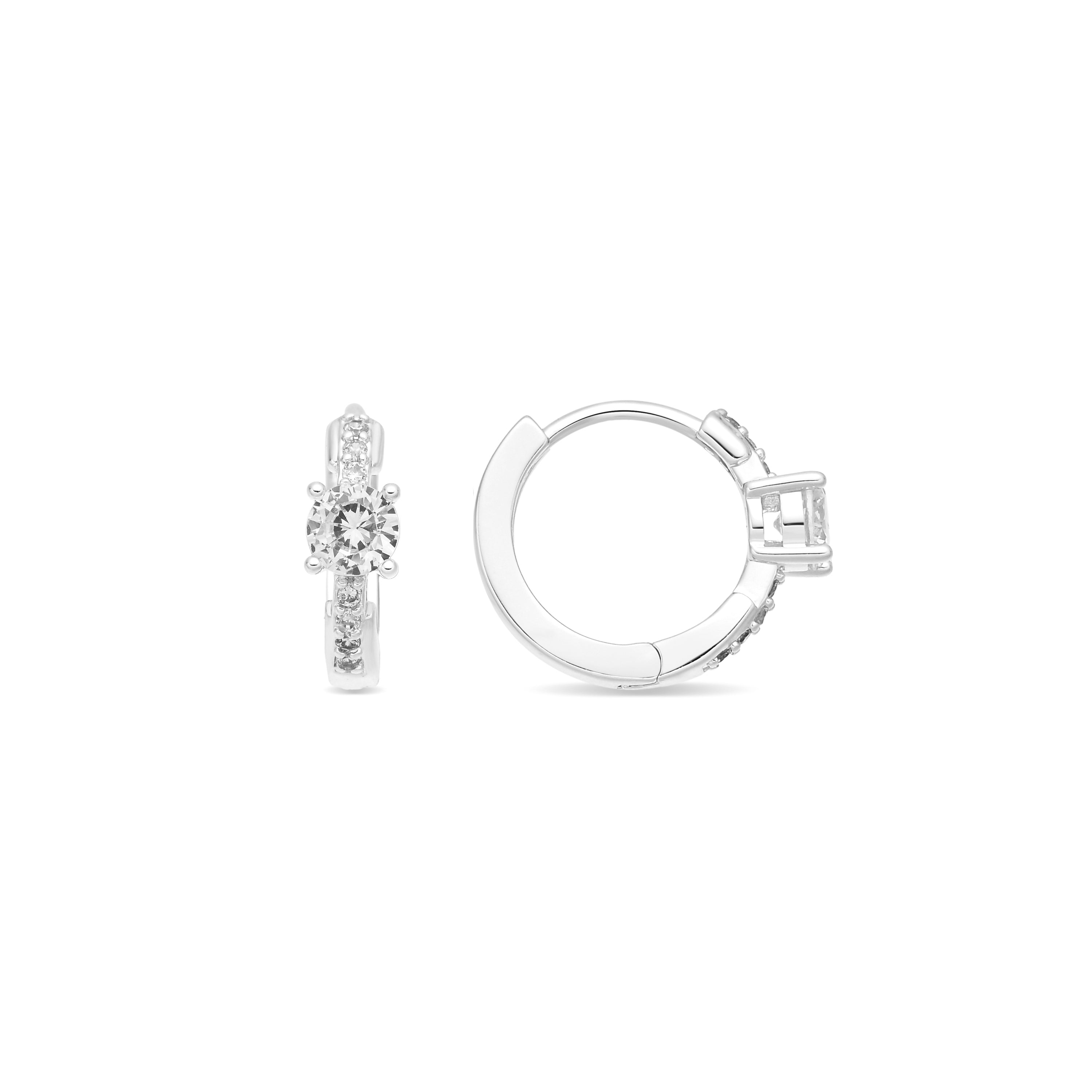 Brilliant Zirconia Earrings Silver Finish - Thorn