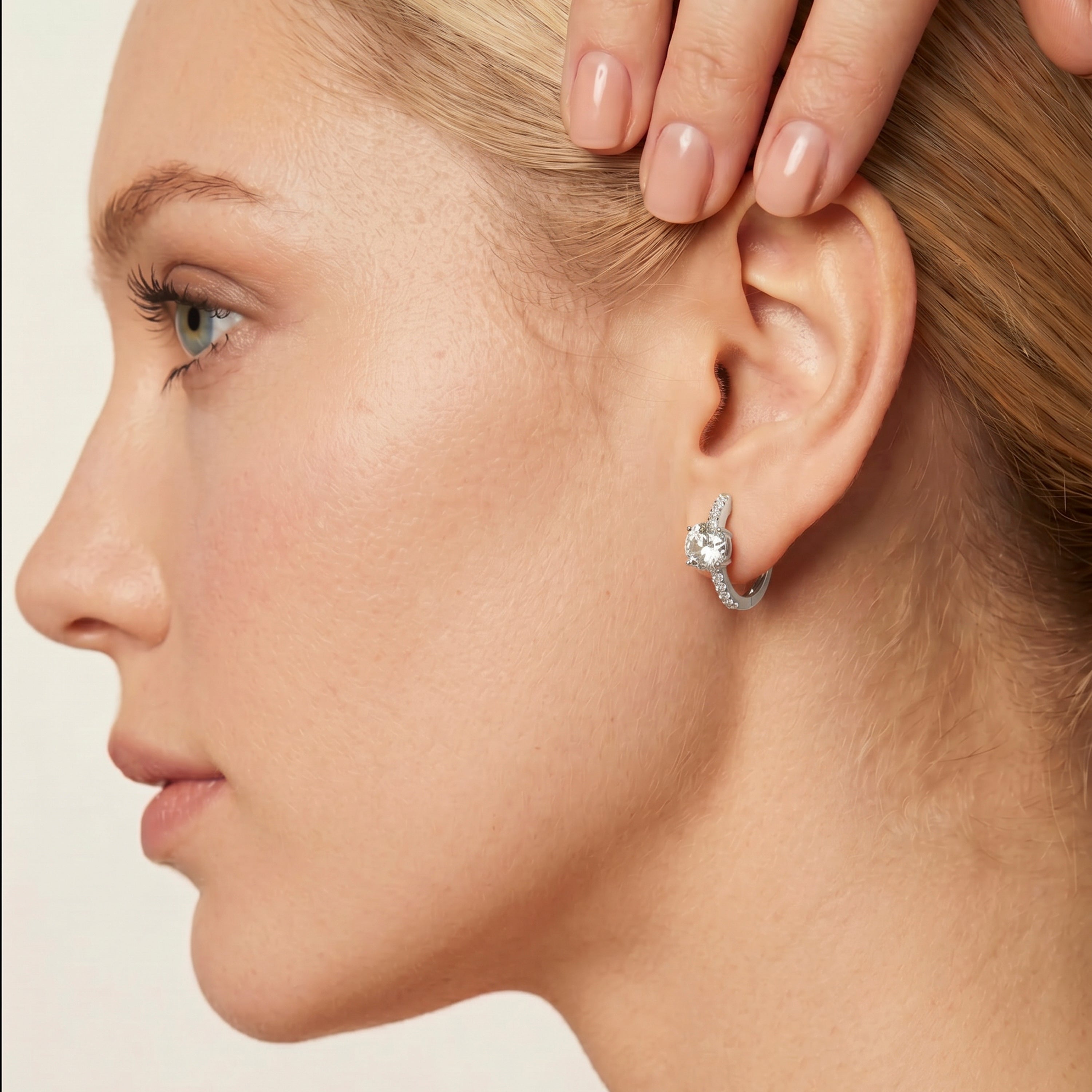 Brilliant Zirconia Earrings Silver Finish - Thorn