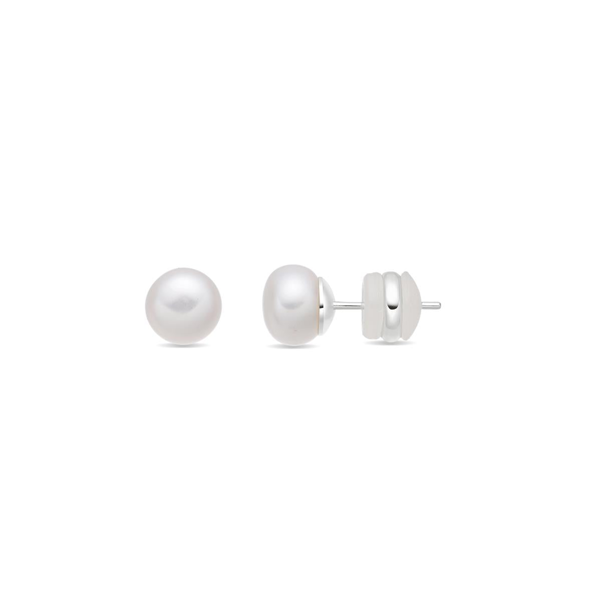 White Pearl Earrings with Silver Finish - Loyah