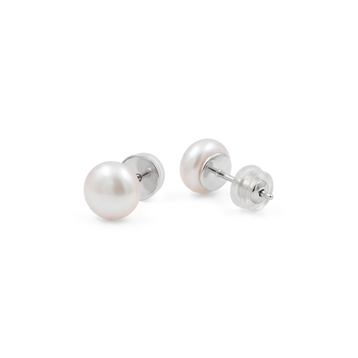 White Pearl Earrings with Silver Finish - Loyah