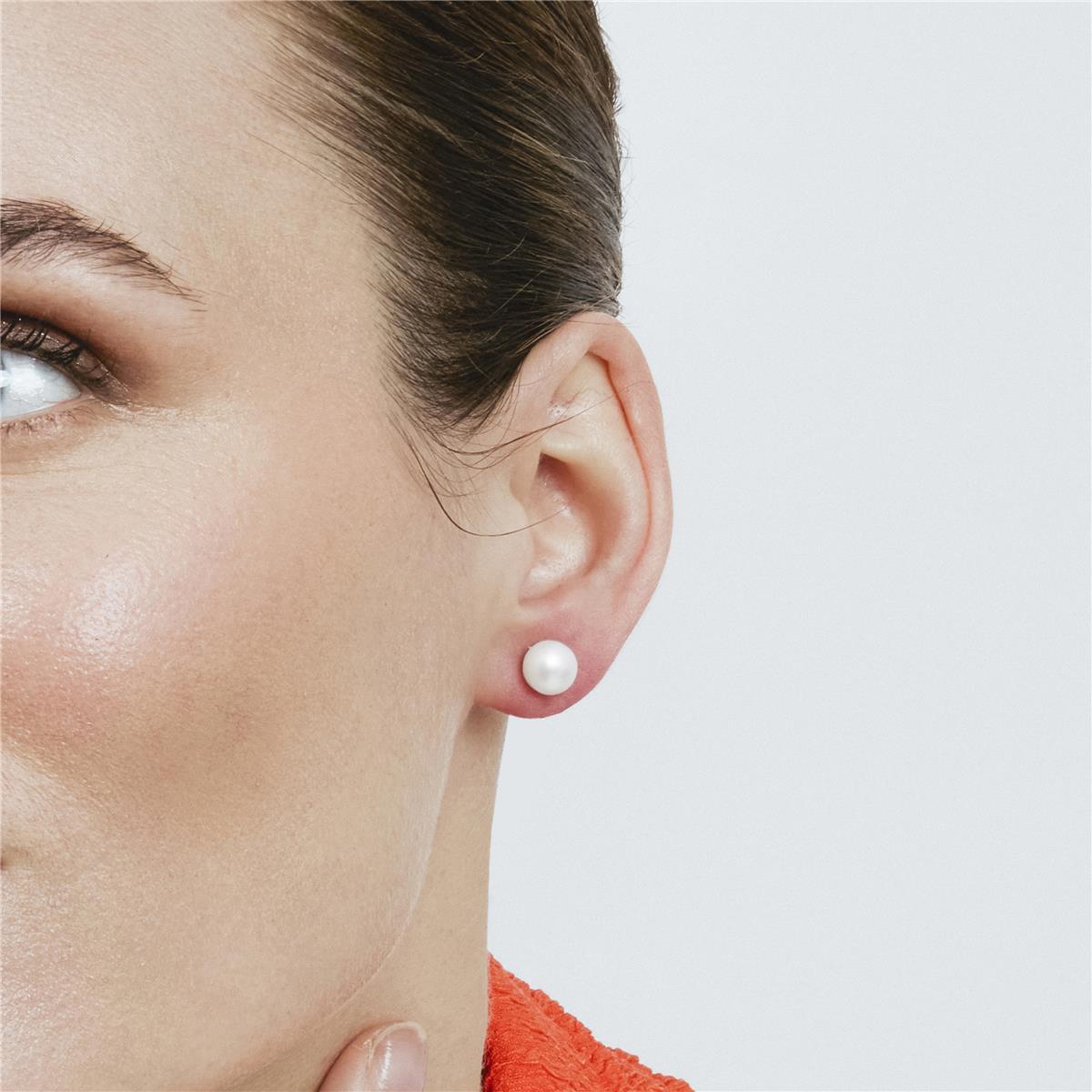 White Pearl Earrings with Silver Finish - Loyah