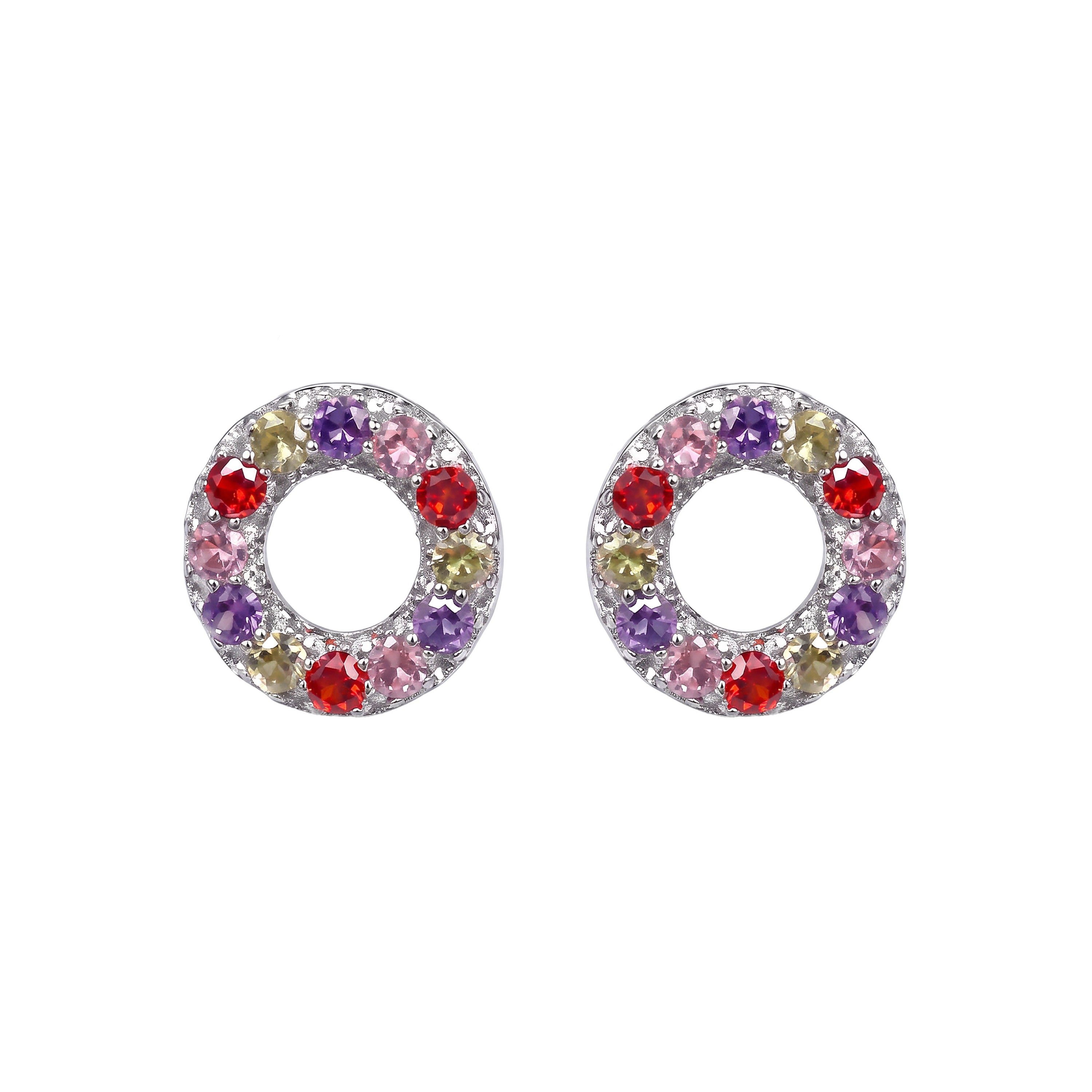 Pendientes de Circonita Multicolor acabado en rodio - Elas