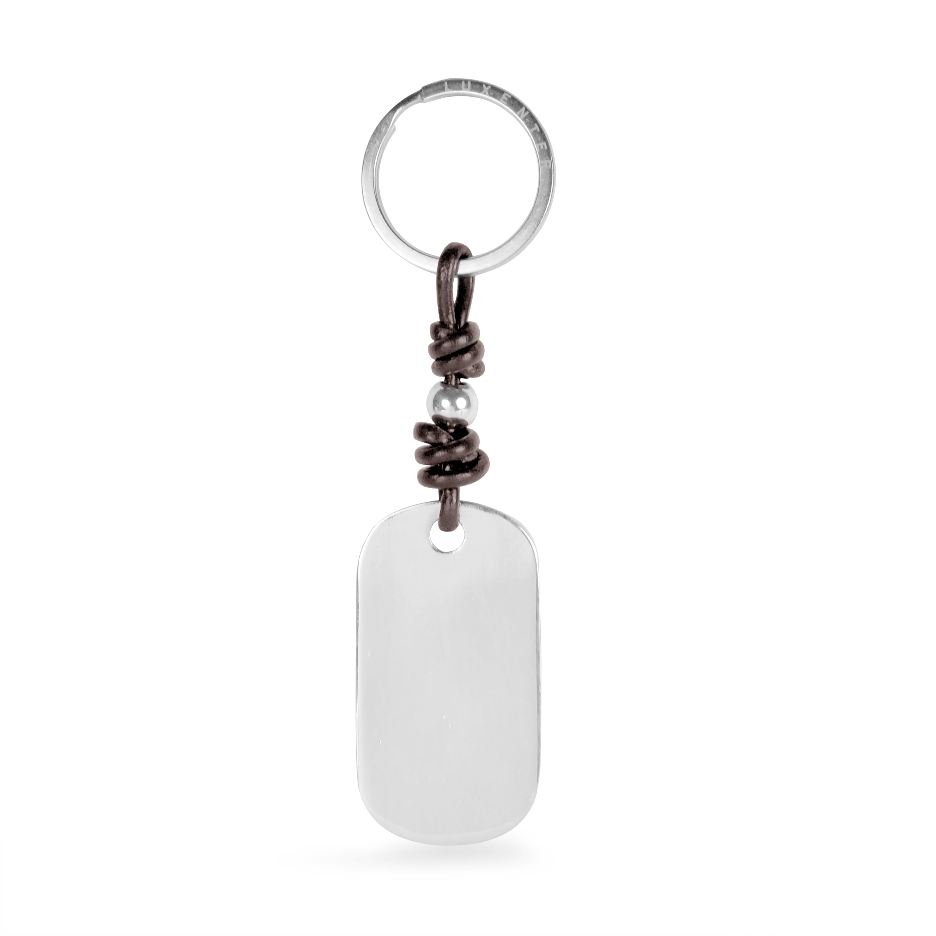 Dunkelbrauner Leder-Schlüsselanhänger mit Rhodium-Finish - Arger