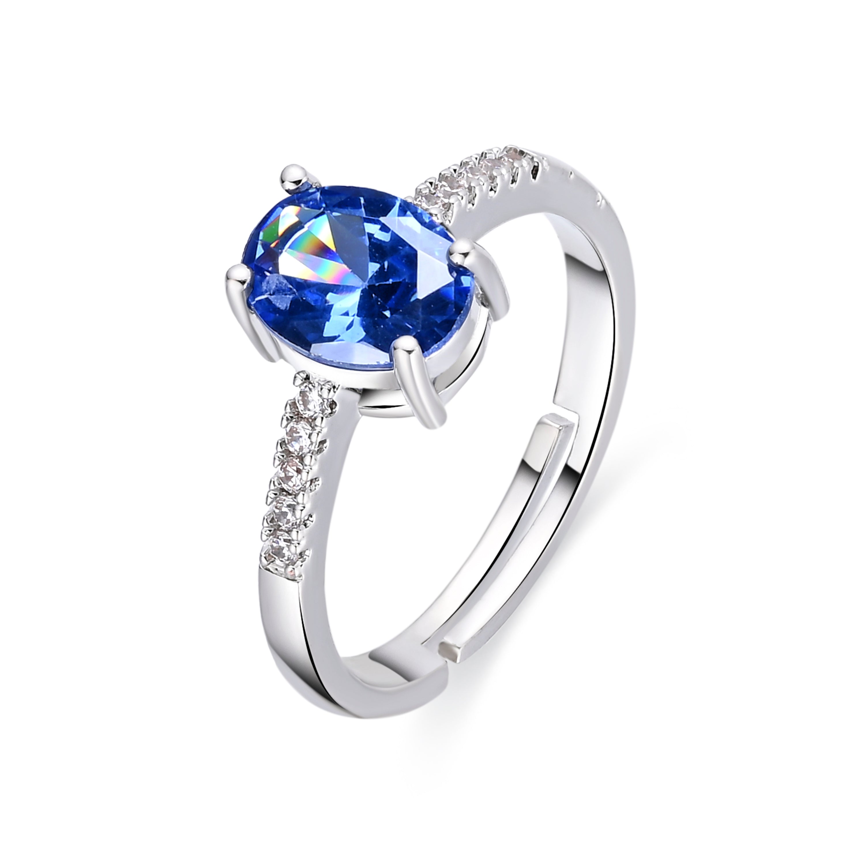 Anillo de Circonita Tanzanita acabado en rodio - Misze
