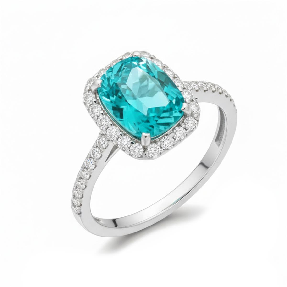 Anello di Zirconia Rubino finitura rodio - Kada
