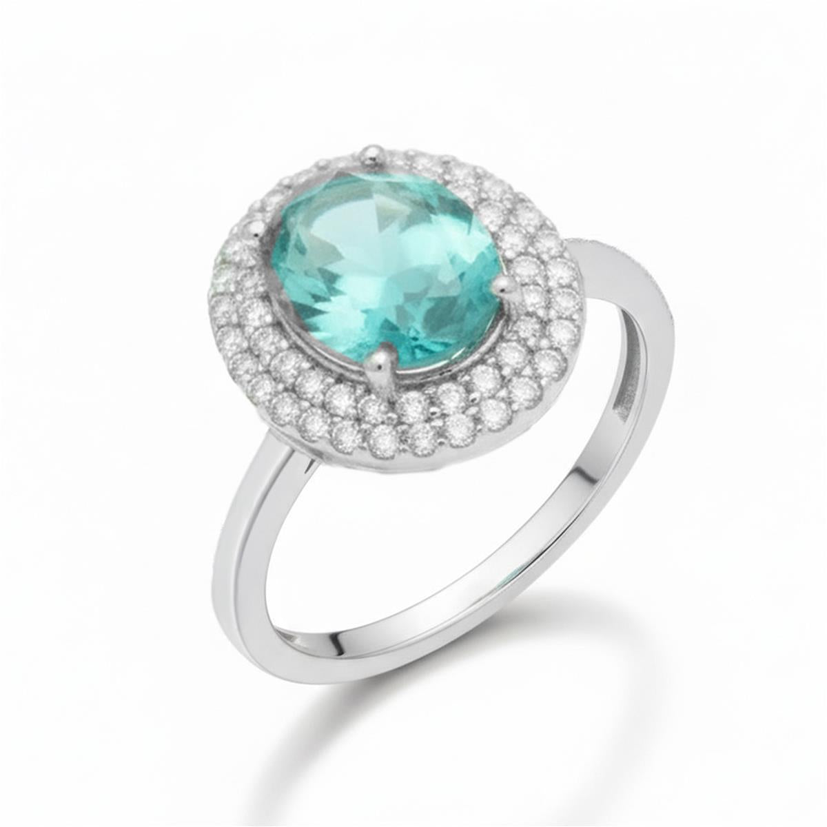 Anel de zircónia rubi com acabamento em ródio - Kada