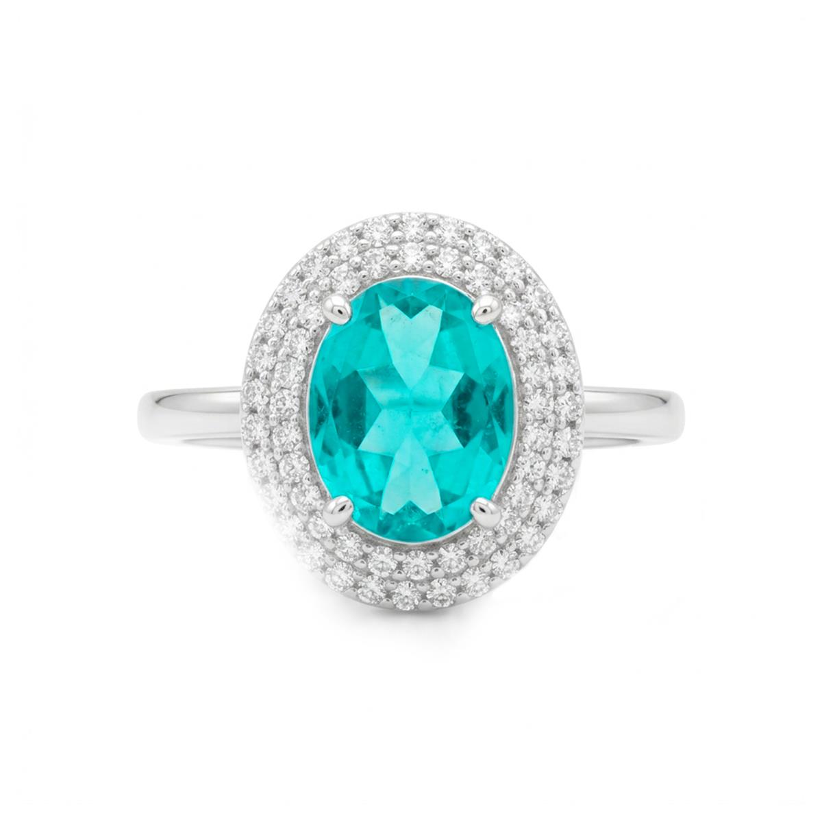 Ruby Cubic Zirconia Ring with Rhodium Finish - Kada