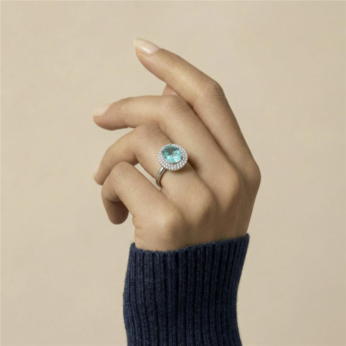 Anel de zircónia rubi com acabamento em ródio - Kada