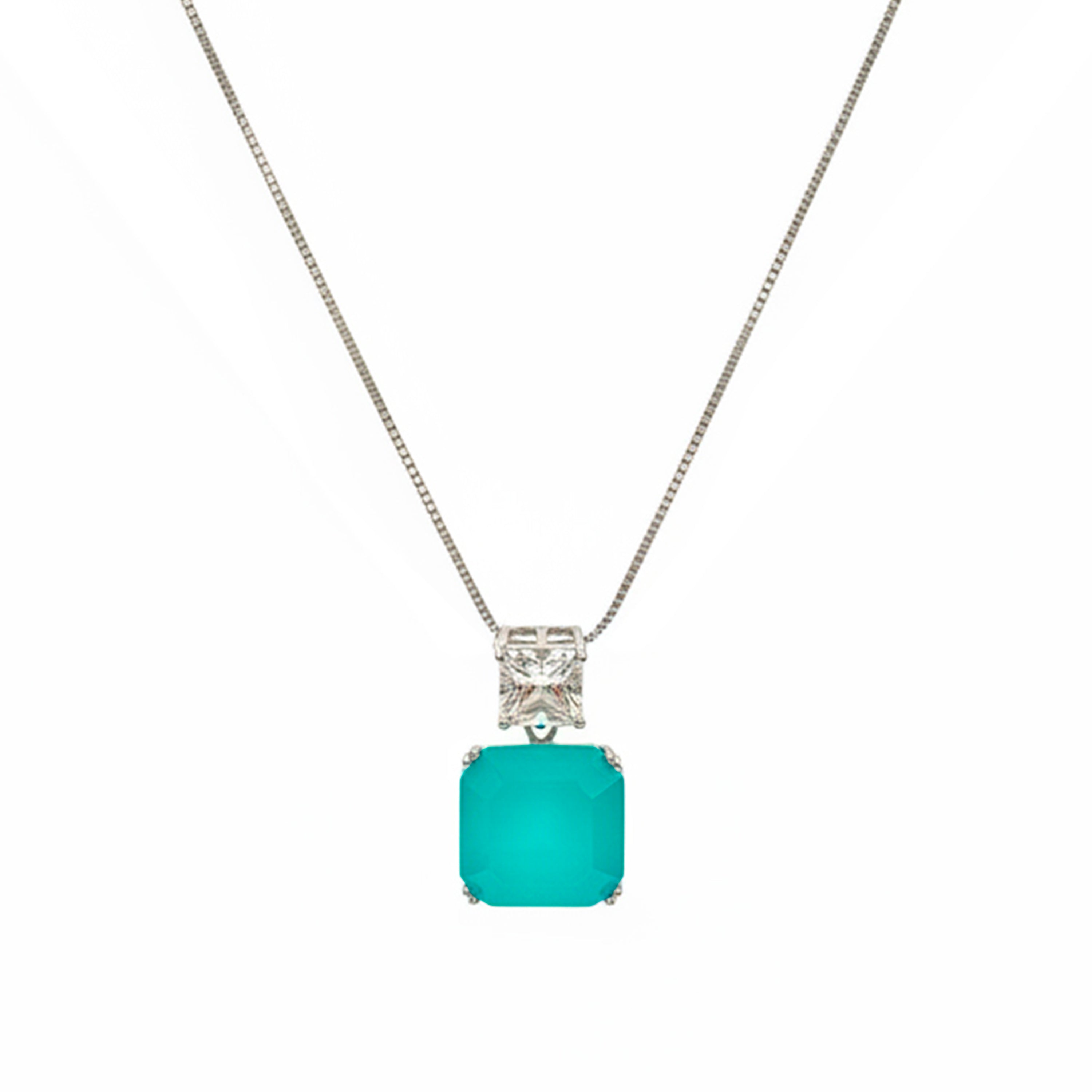 Collier en Quartz Hydrothermal Vert Paraiba Fini en Argent - Bodet