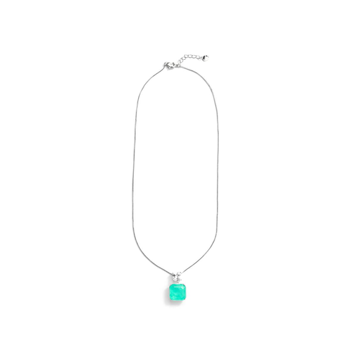 Collar de Cuarzo Hidrotermal Verde Paraiba Acabado En Plata - Bodet
