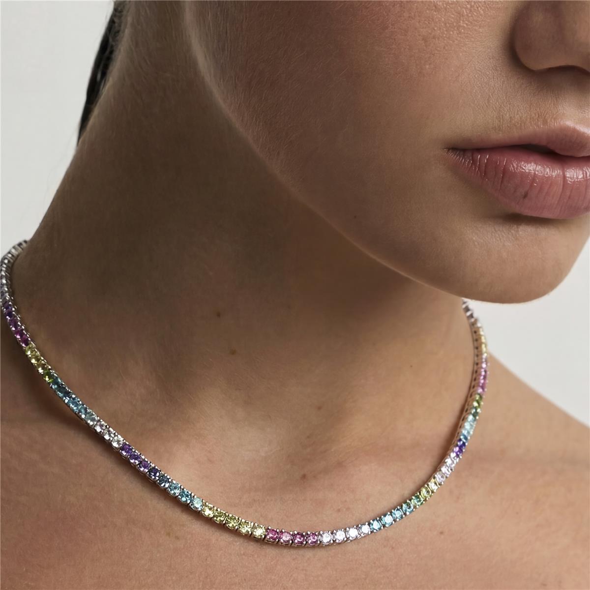Green Paraiba Hydrothermal Quartz Necklace Finished in Silver - Kaime