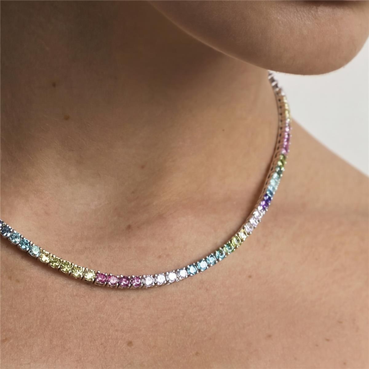 Green Paraiba Hydrothermal Quartz Necklace Finished in Silver - Kaime