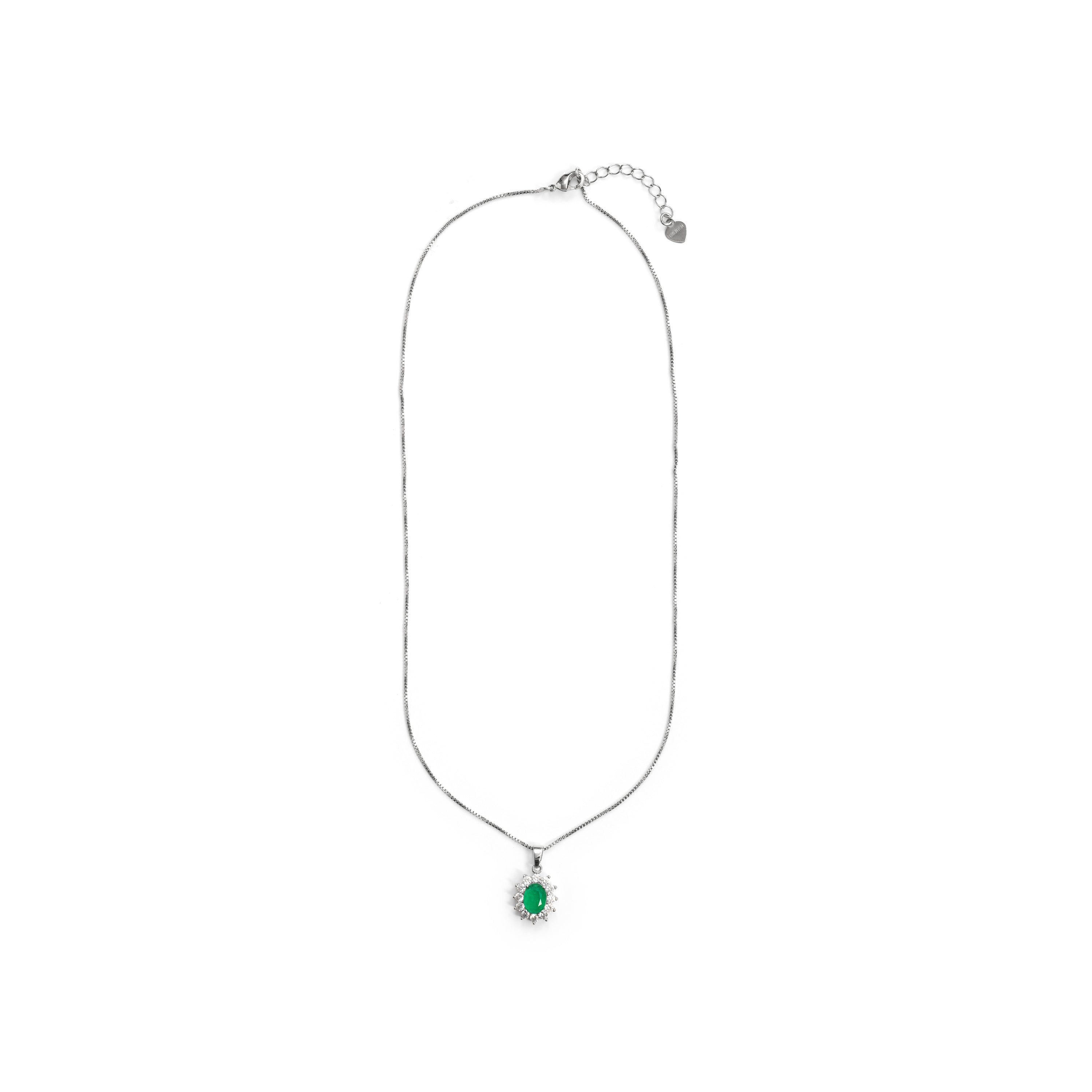 Collar de Cuarzo Hidrotermal Verde acabado en rodio - Monaw