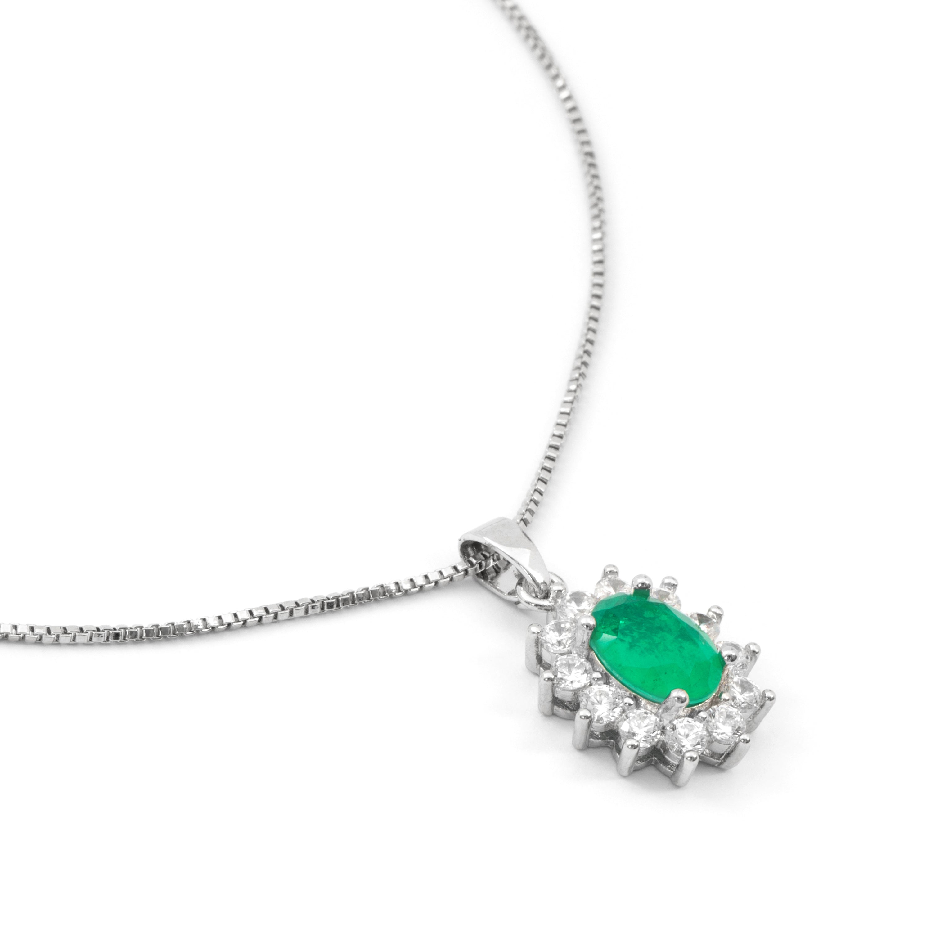 Collar de Cuarzo Hidrotermal Verde acabado en rodio - Monaw