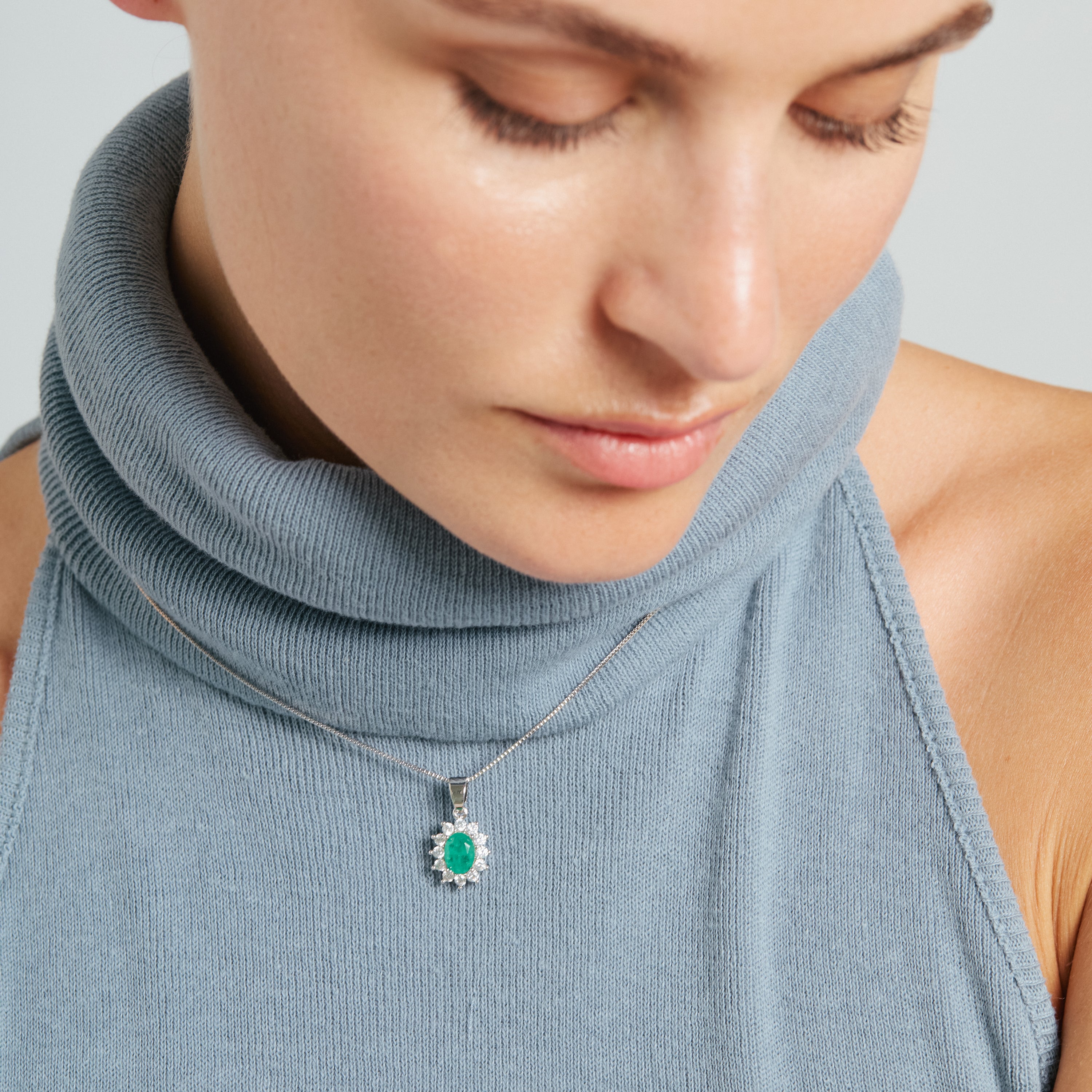 Collar de Cuarzo Hidrotermal Verde acabado en rodio - Monaw