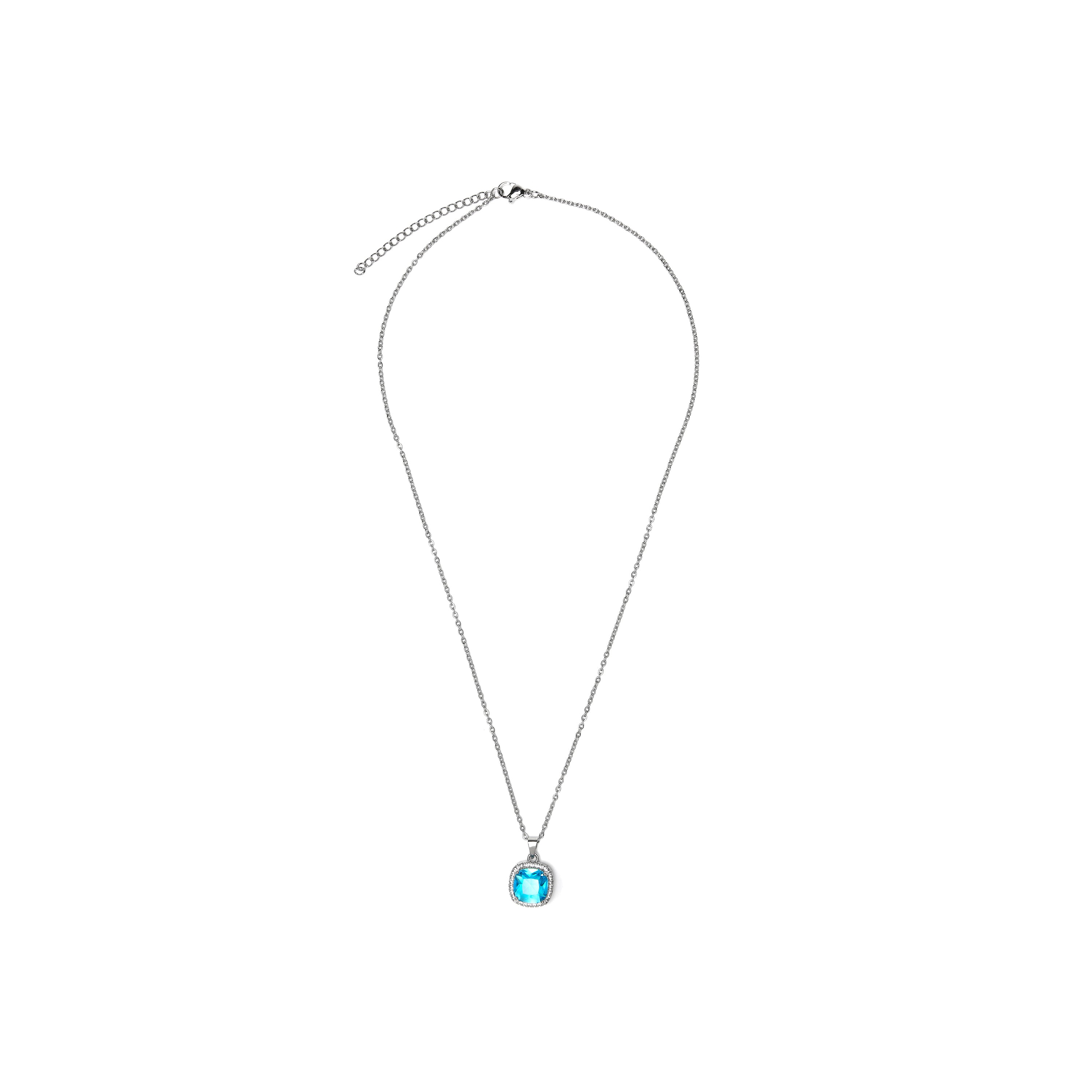 Blue Topaz Zirconia Necklace with Silver Finish - Kada