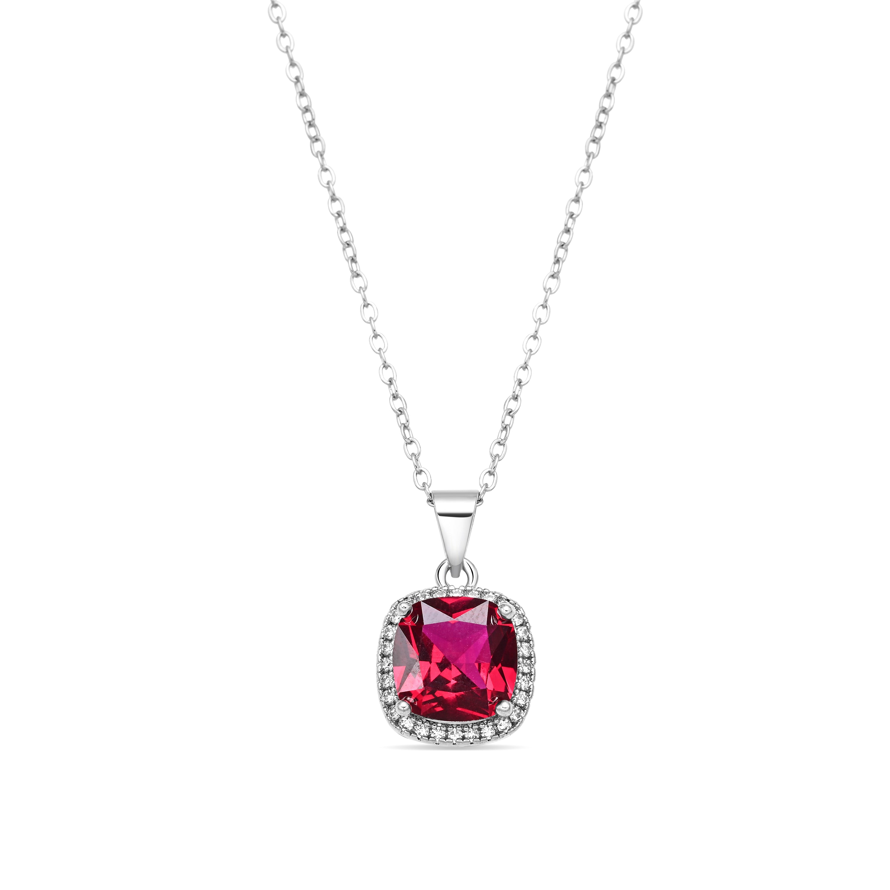 Ruby Cubic Zirconia Collar with Rhodium Finish - Kada