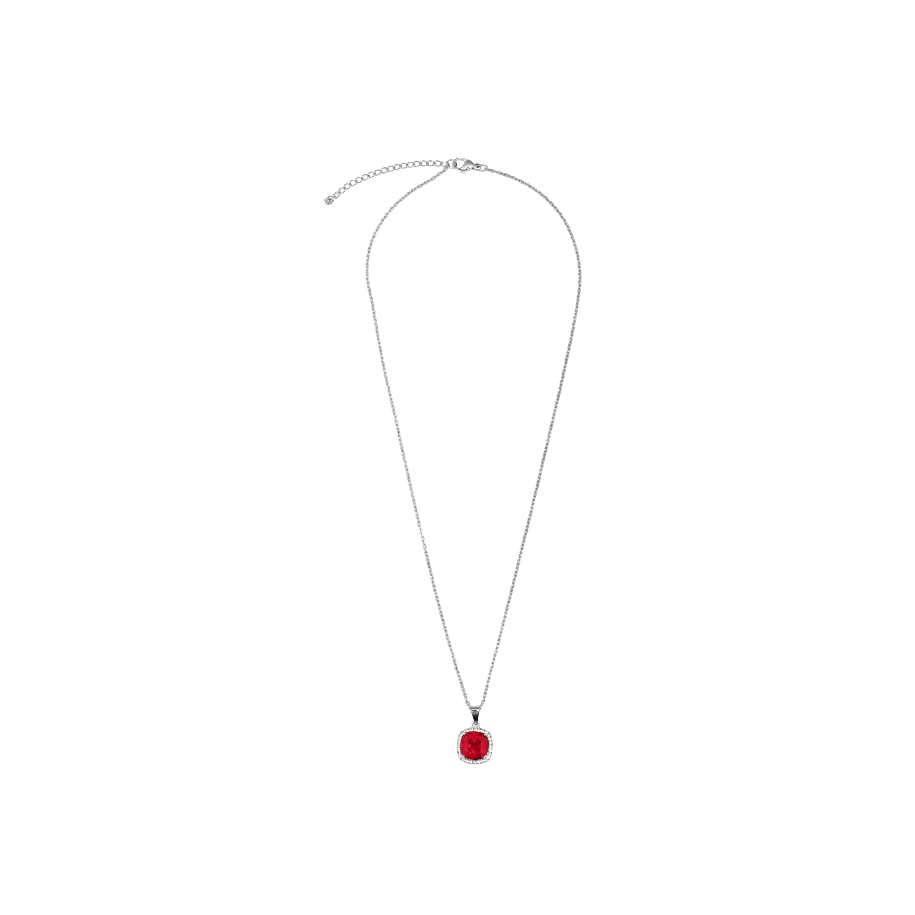 Colar de zircónia rubi com acabamento em ródio - Kada
