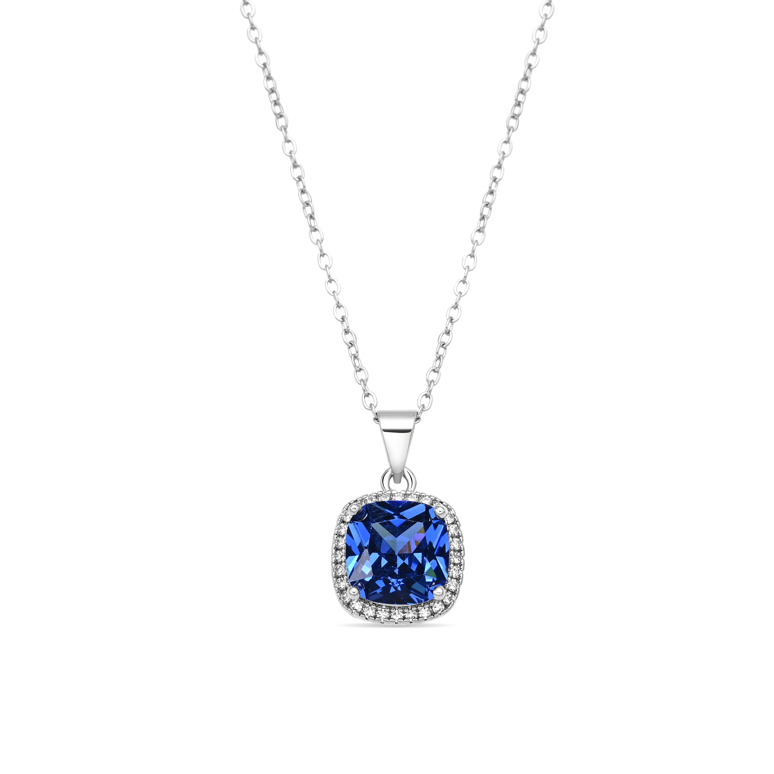 Tanzanite Zirconia Necklace with Rhodium Finish - Kada