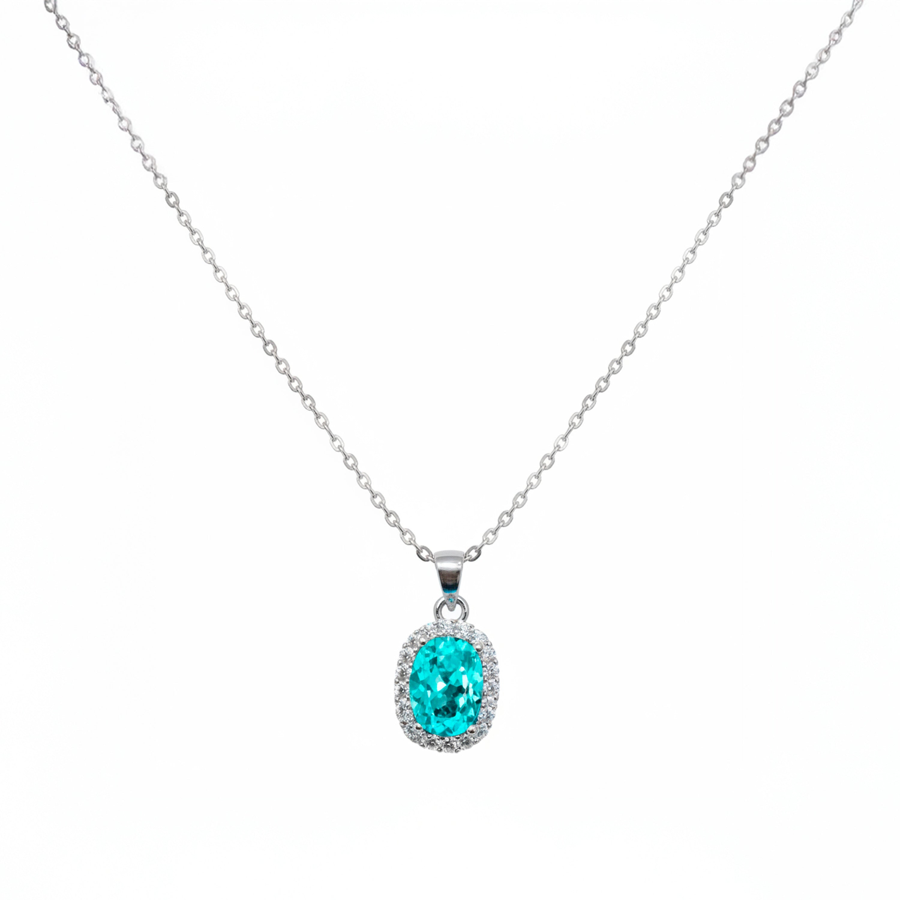 Collier en quartz hydrothermal vert Paraiba finition rhodium - Lynor