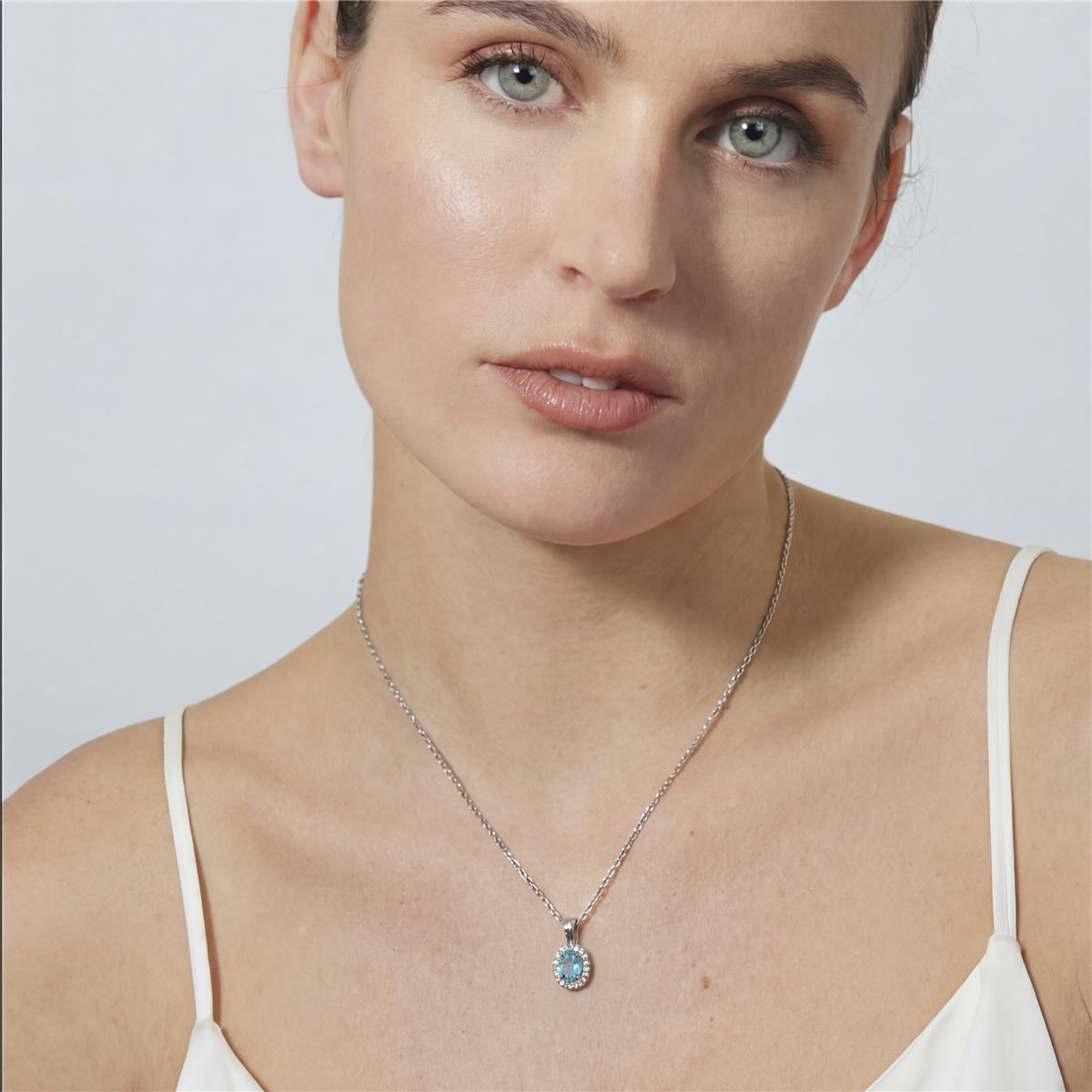 Collar de Cuarzo Hidrotermal Verde Paraiba acabado en rodio - Lynor