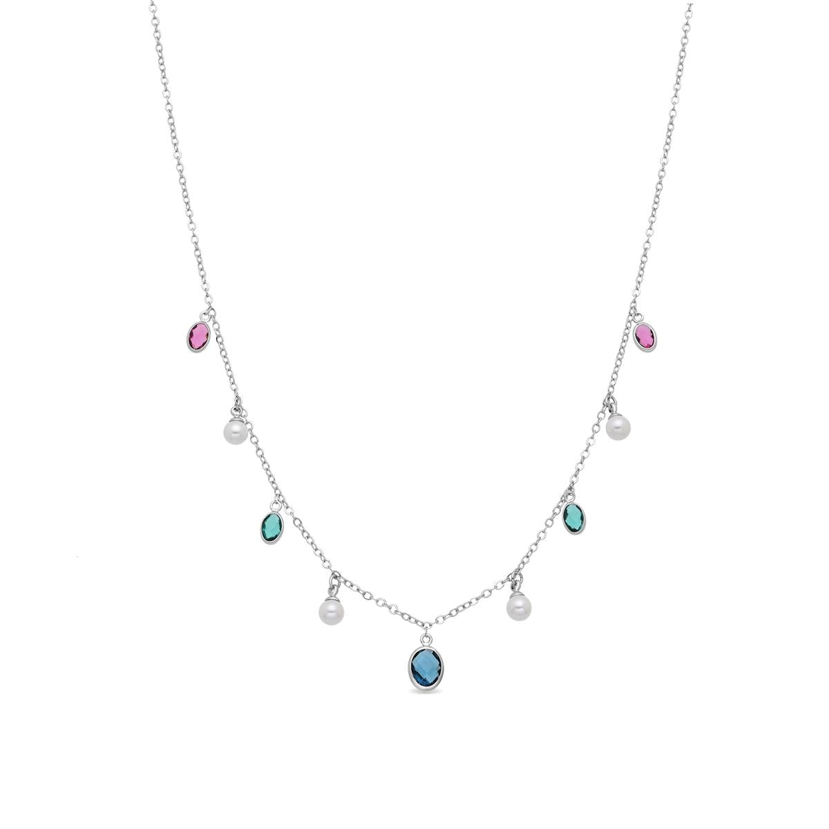 Sewi silver-finish necklace - Sewi WHITE