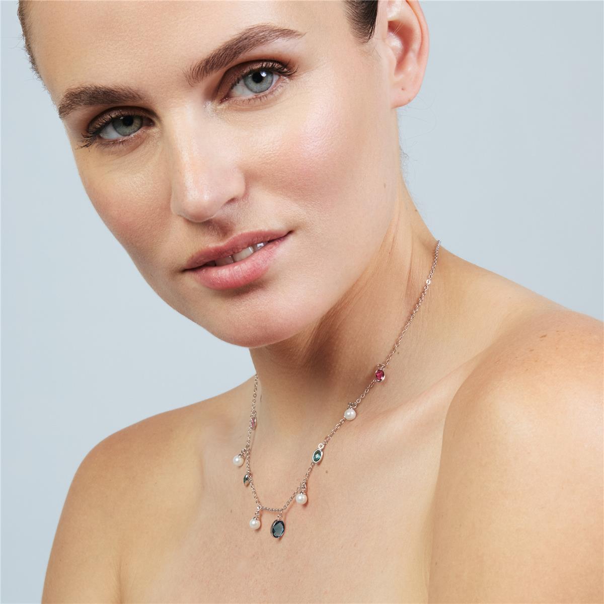 Sewi silver-finish necklace - Sewi WHITE