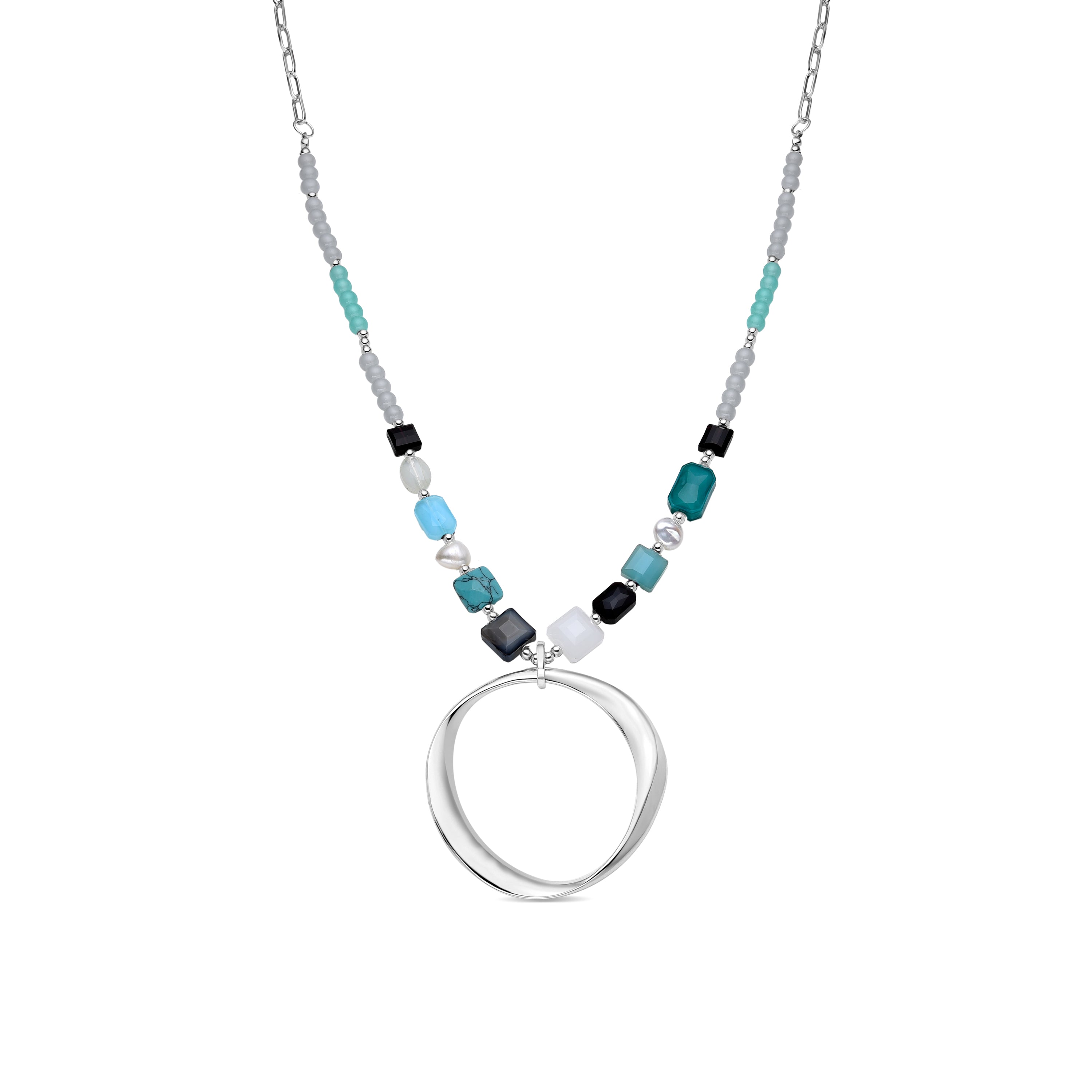 Halskette aus mehrfarbigem Kristall mit 18K Gelbgold-Finish - Miyou