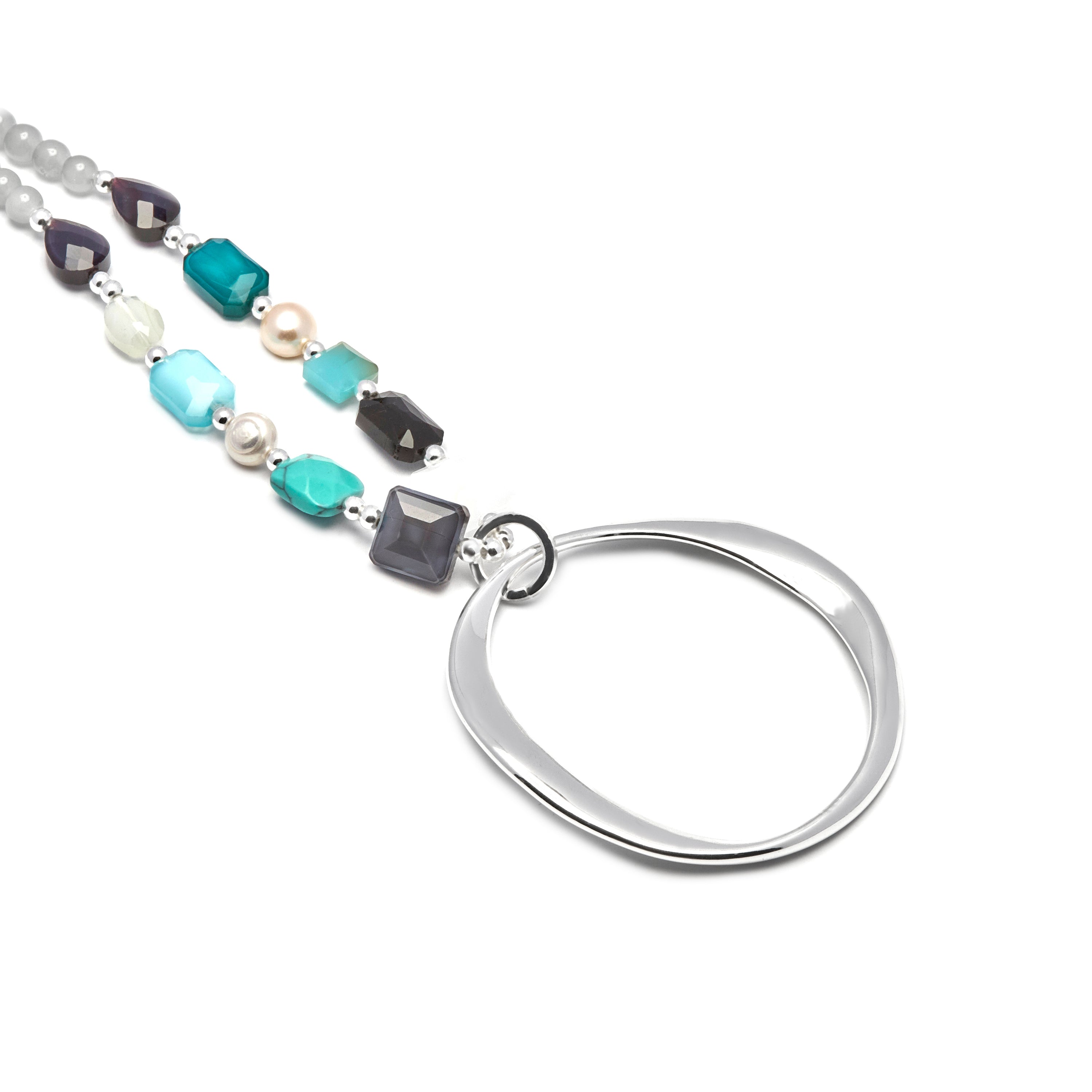 Multicolor Crystal Necklace finished in 18K yellow gold - Miyou