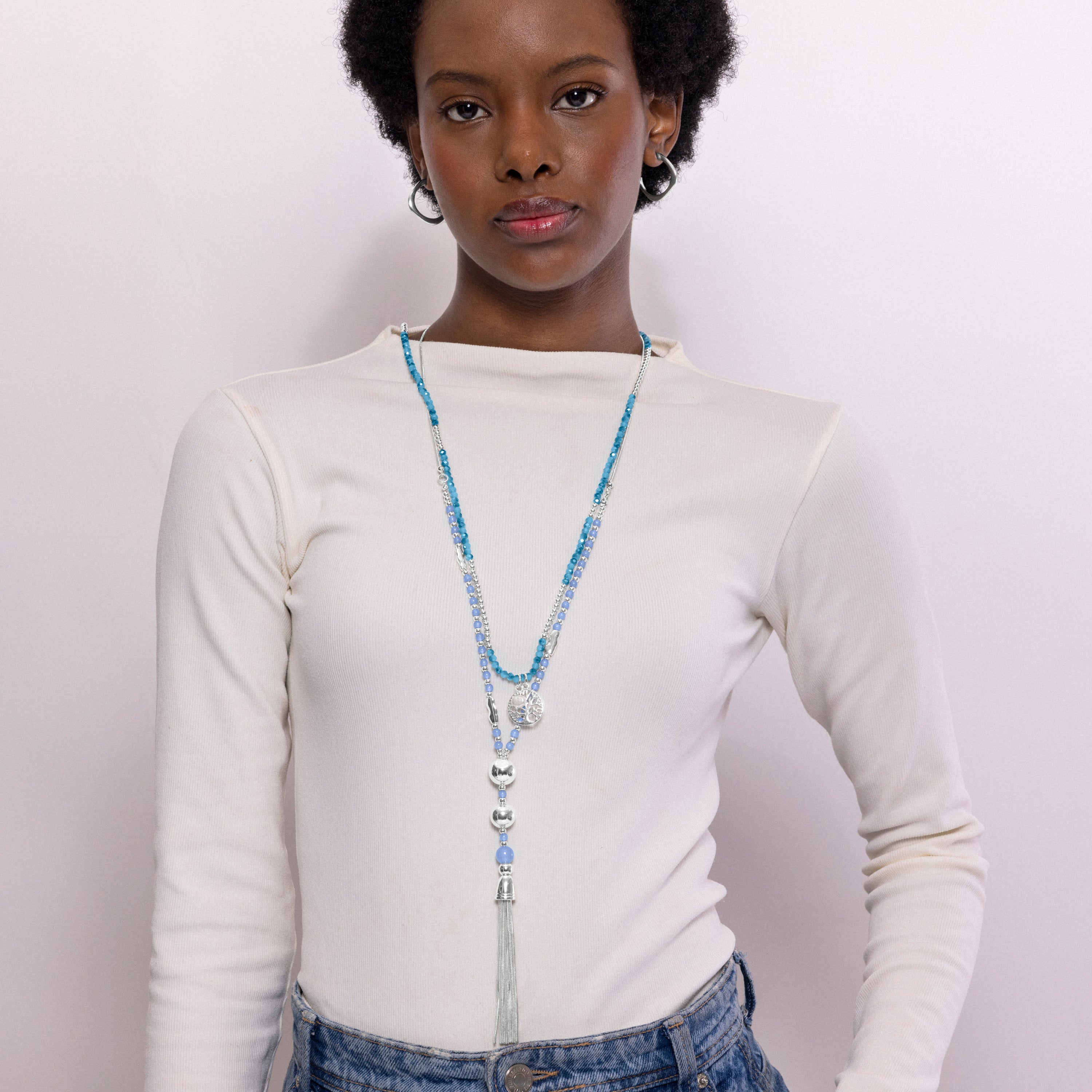 Collana finita in rodio - Keum