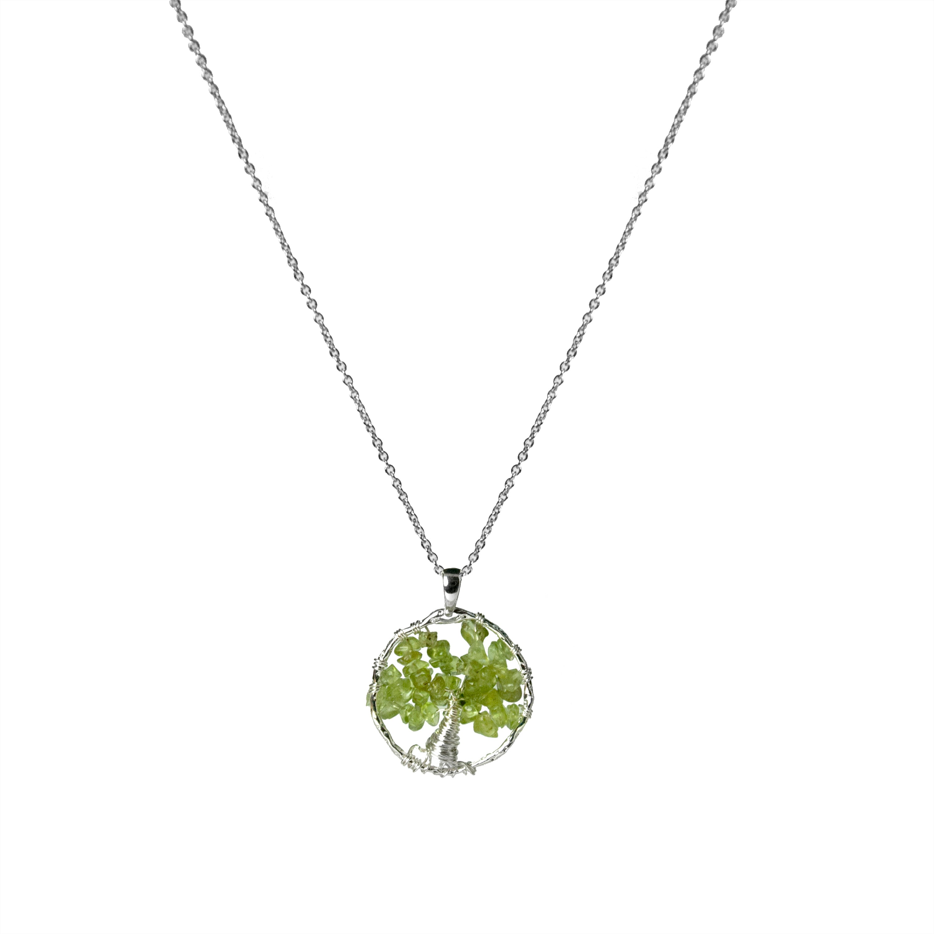 Rhodium-finished Prehenite Necklace - Budleia