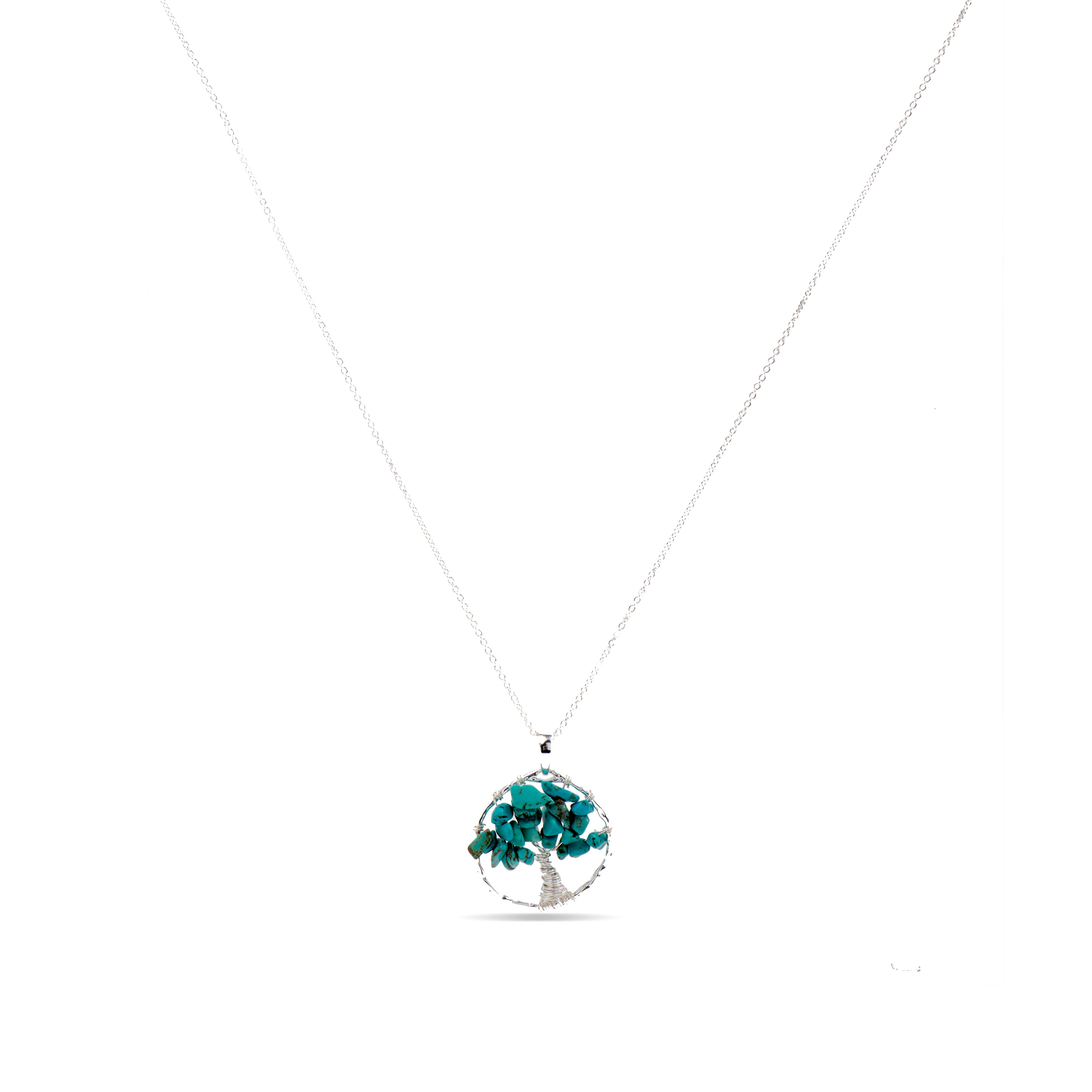 Natural Turquoise Necklace finished in rhodium - Budleia