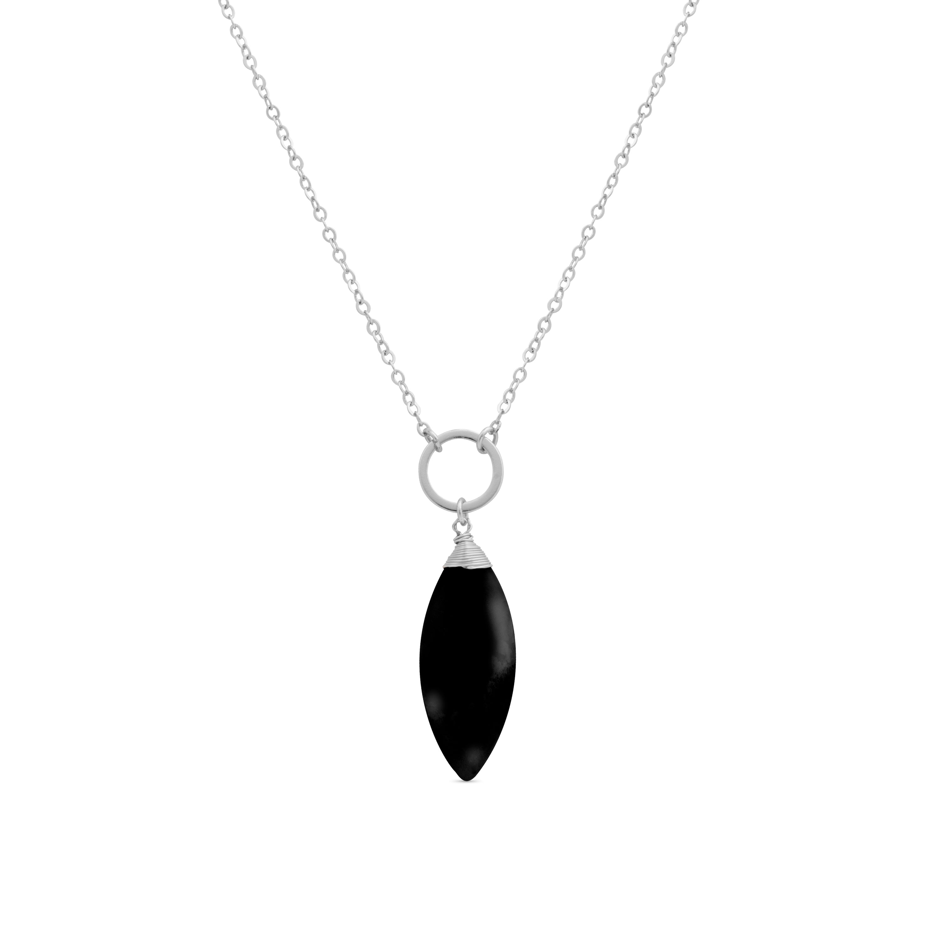Rhodium-finished Onyx Necklace - Ayom