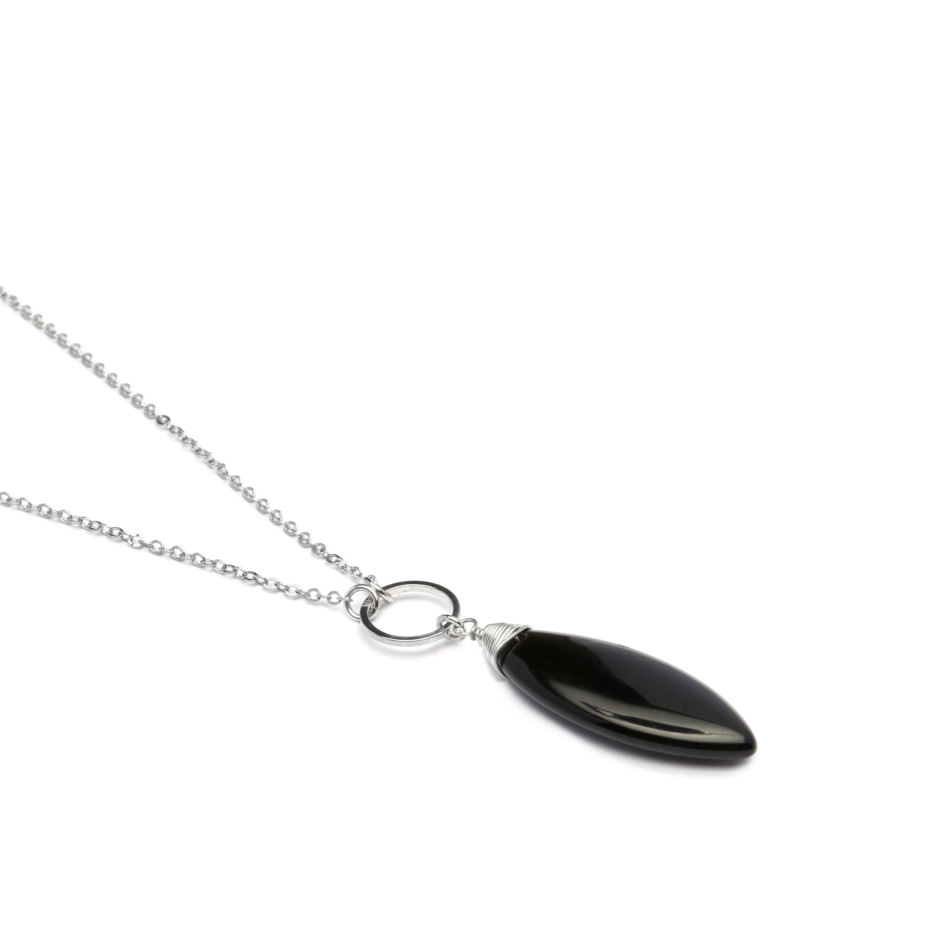 Collier en Onyx finition rhodium - Ayom
