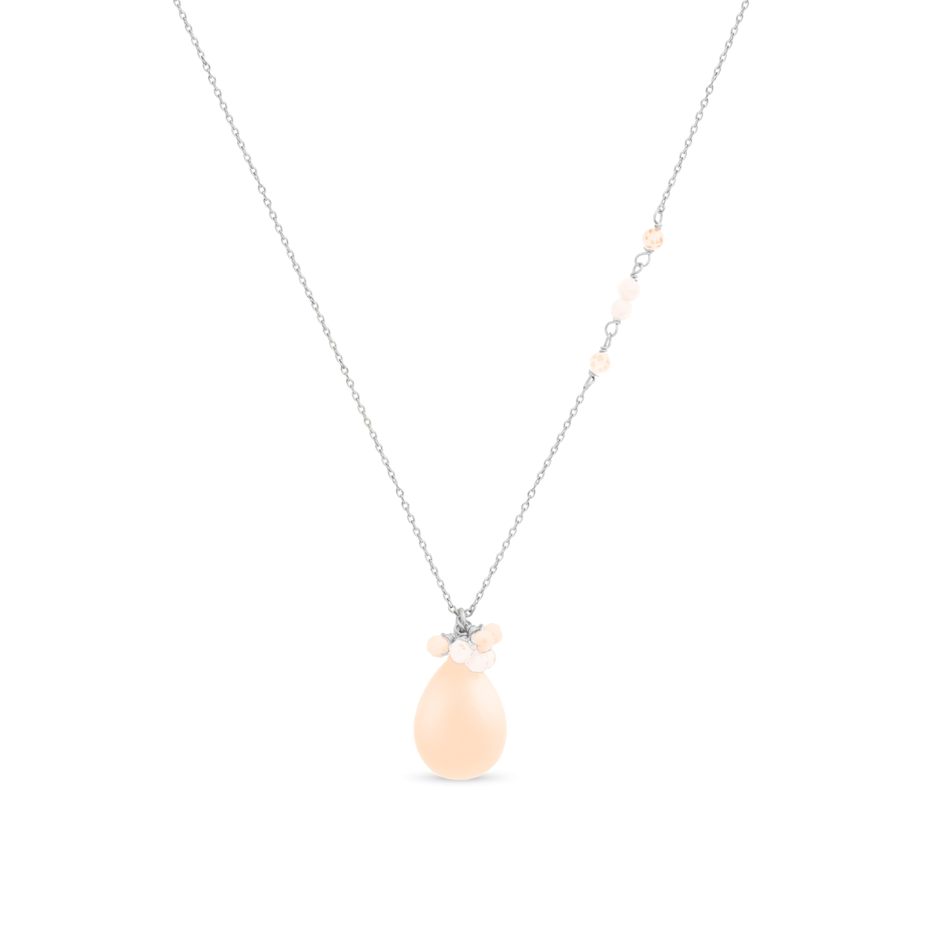 Collana in Agata Arancione finitura rodio - Adak