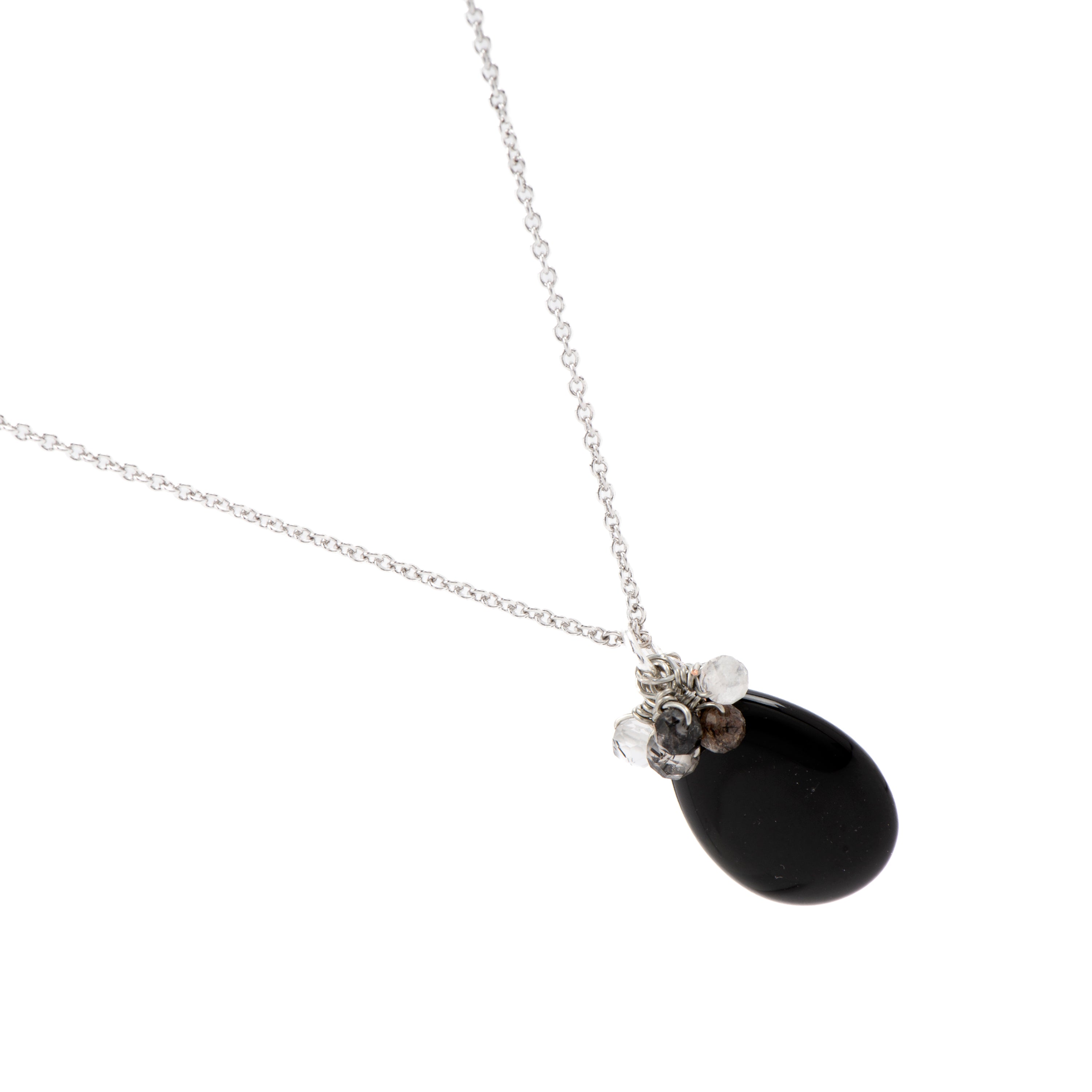 Rhodium-finished Onyx Necklace - Adak