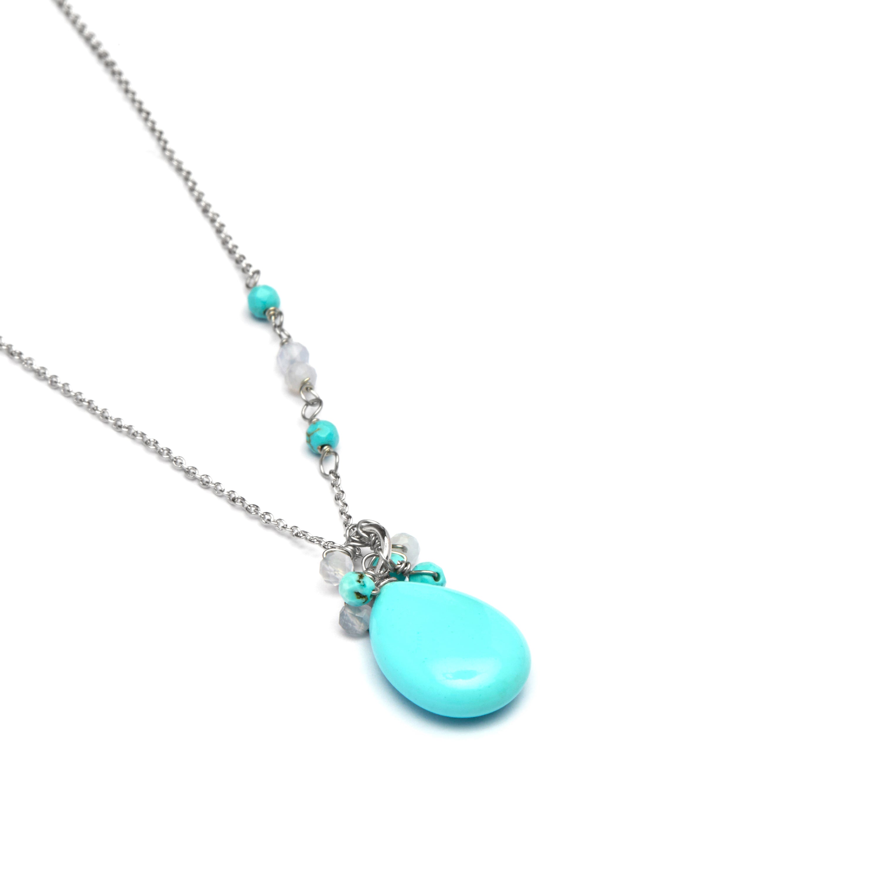 Collar de Turquesa acabado en rodio - Adak