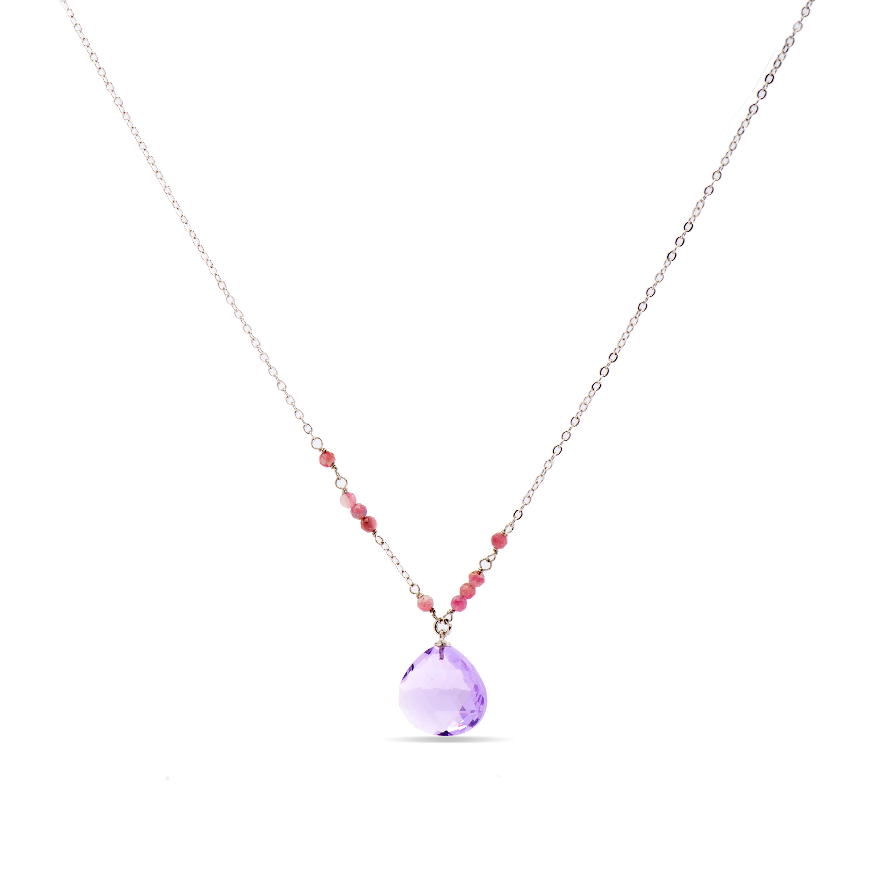 Collana in Circonita Morganita con finitura in rodio - Zoqoyi
