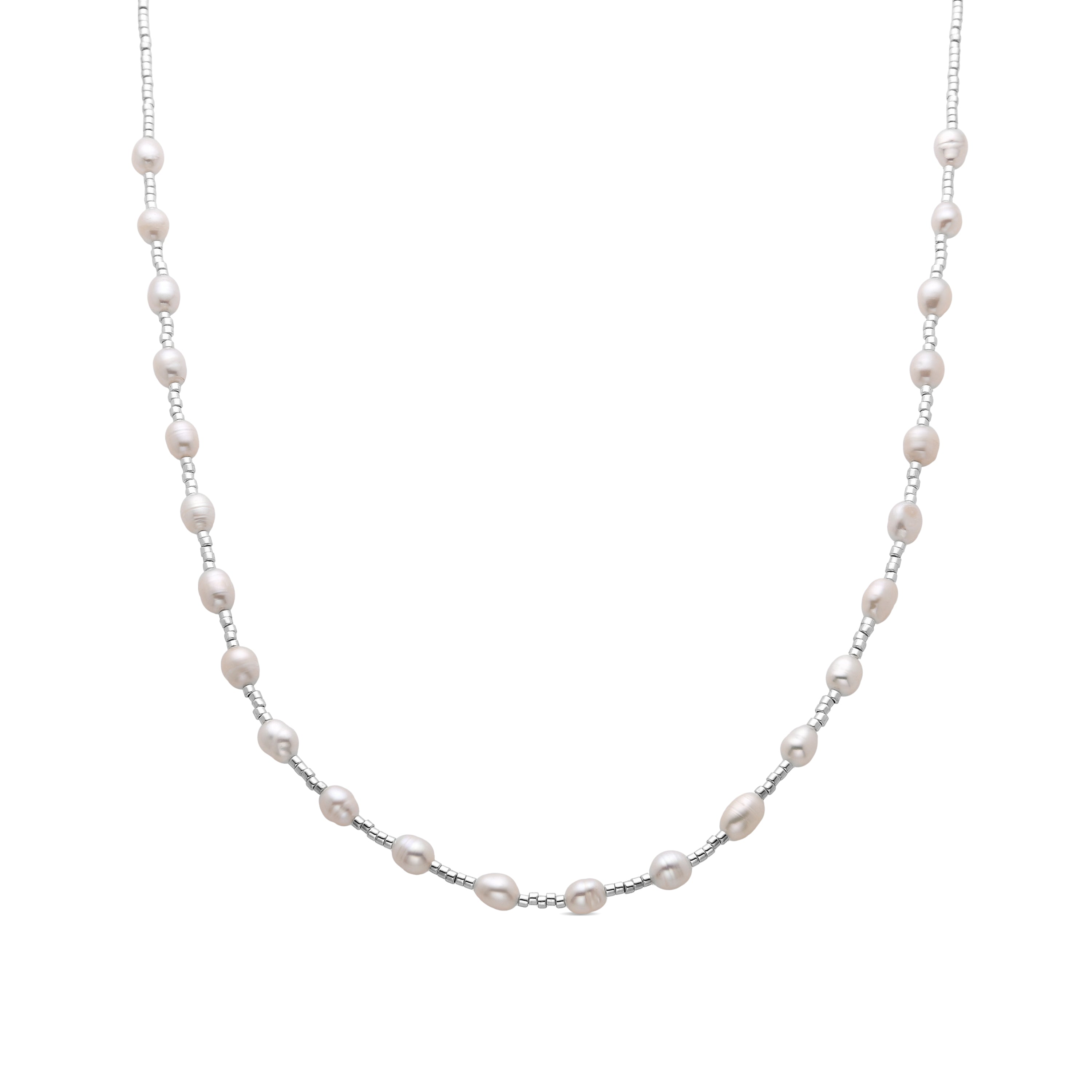 Collar de Perla Blanca acabado en rodio - Tartys