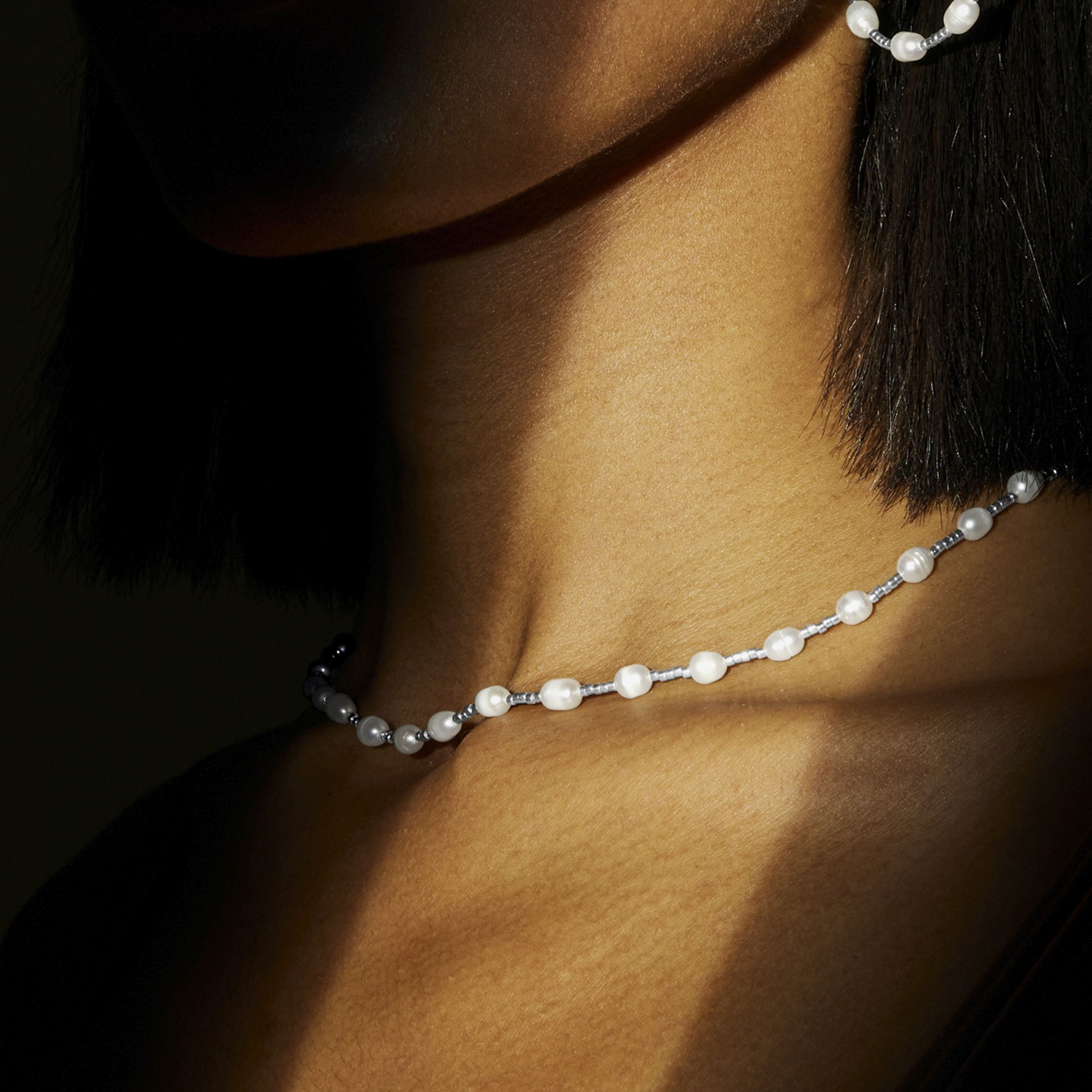 Collar de Perla Blanca acabado en rodio - Tartys